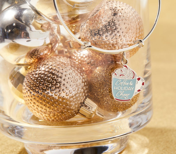 Charm Bangle Bracelet with Coffee & Holiday Cheer - Perfect for Christmas Gifts, Office Parties & Festive Celebrations