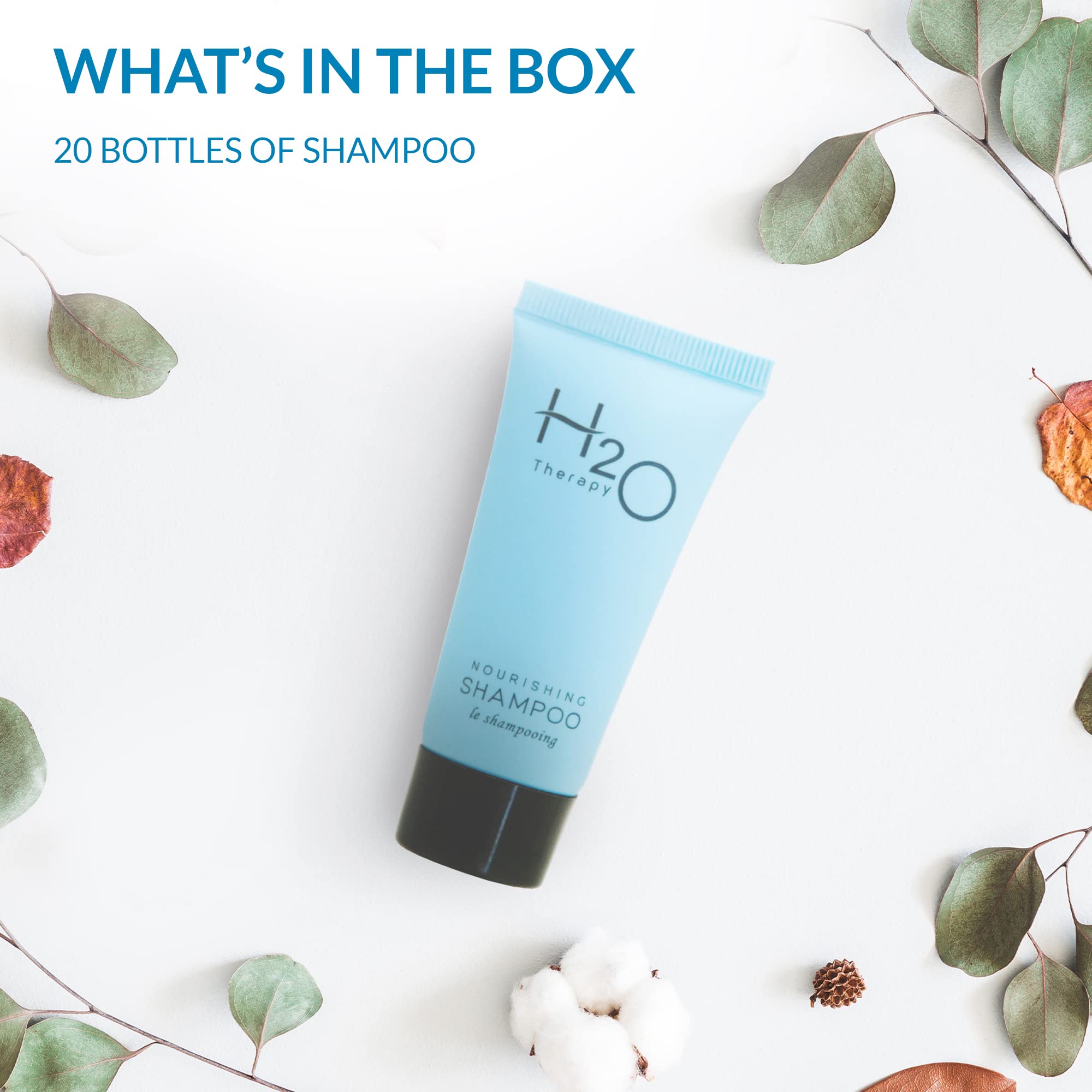 H2O Therapy Shampoo and Conditioner Set - Travel Size 0.85 oz (Pack of 20) - Perfect for Hotels, Hospitality & On-the-Go Hair Care