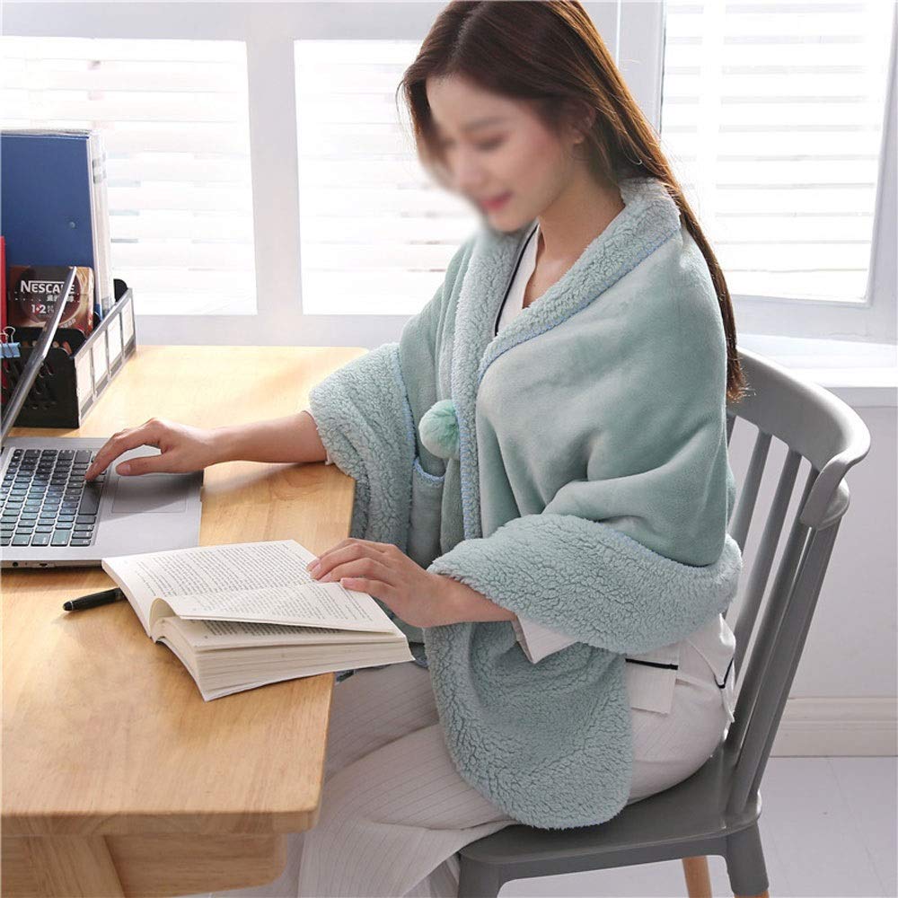 SHYPT Women's Winter Shawl Blanket - Extra Thick & Warm Flannel Heated Blanket for Travel, Office & Home Use - Soft Solid Color Blanket (Color C) - Perfect for Lounging, Napping & Cold Weather Comfort