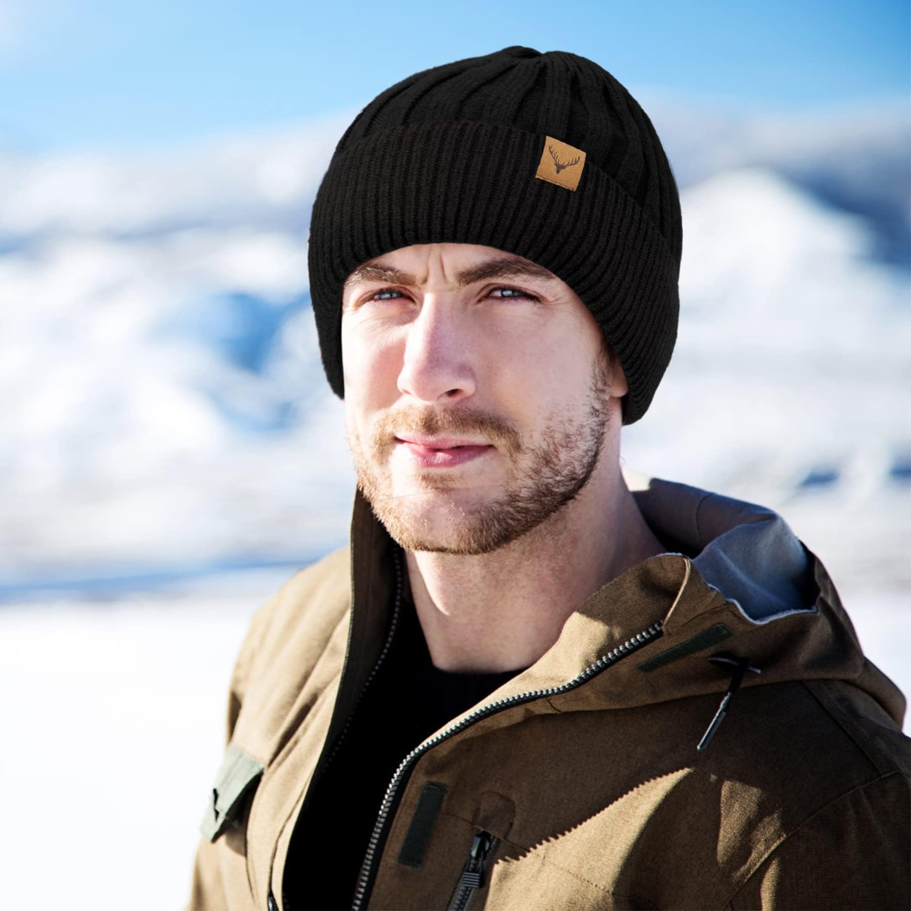 NEOLA Men's Thermal Winter Beanie Hat - Soft Knitted Trawler Cap with Cuff, Warm Fleece Lined Skull Cap for Cold Weather - Perfect for Skiing, Snowboarding & Outdoor Activities