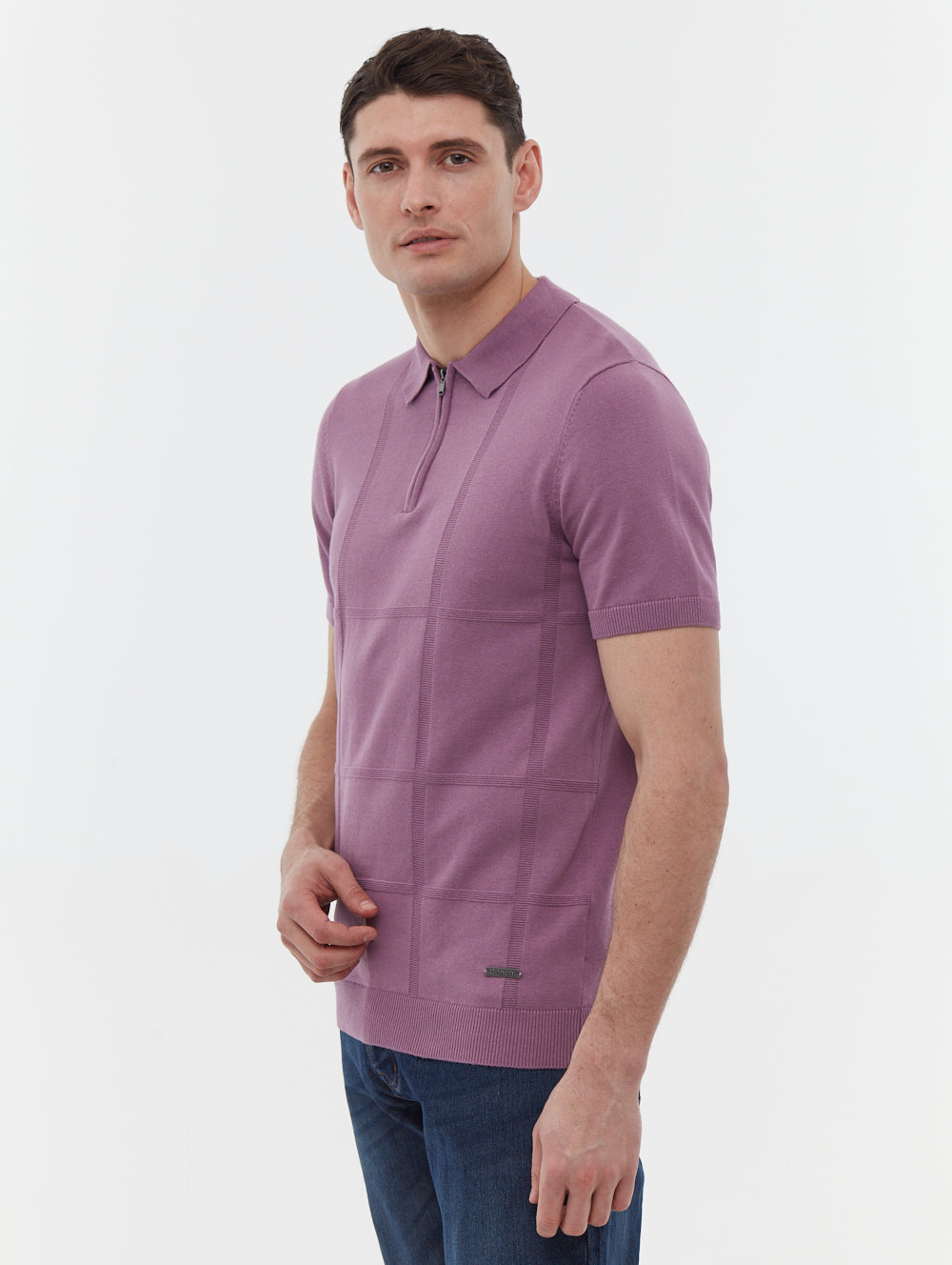 Navarro Grid Pattern Polo Shirt for Men - Stylish Casual & Business Wear - Perfect for Office, Golf & Outdoor Activities