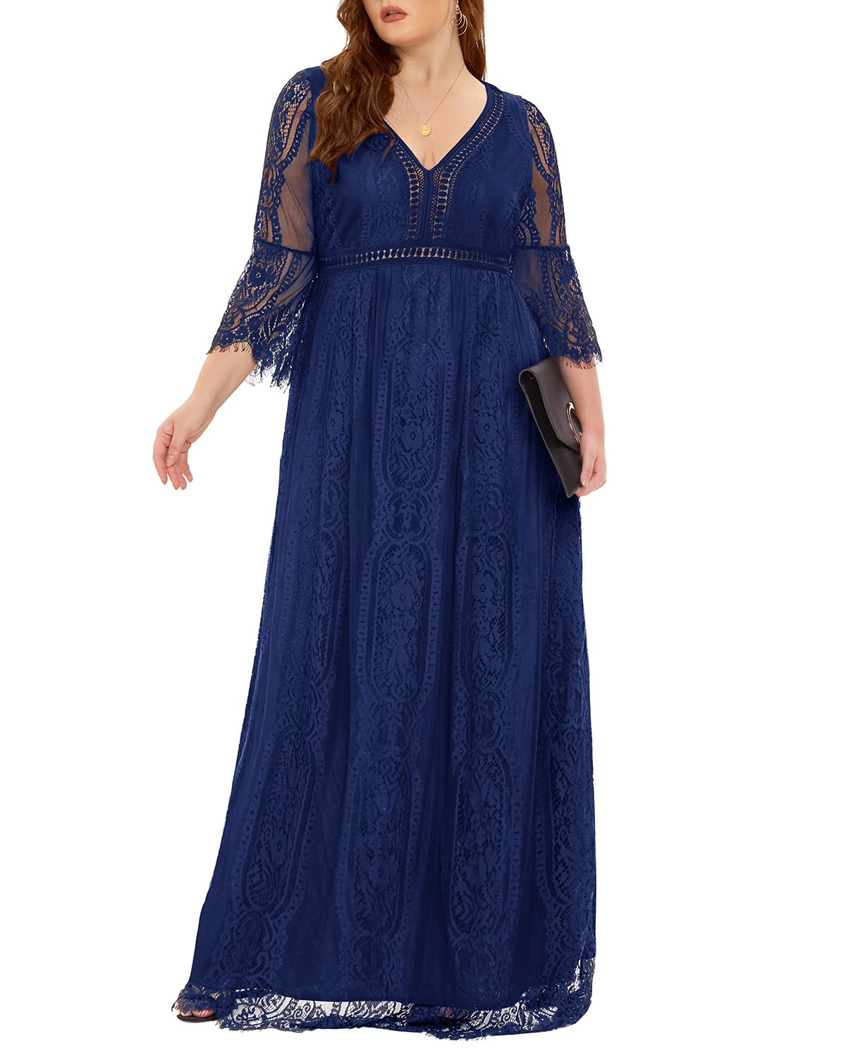 Plus Size Boho Wedding Dress – Elegant Lace Maxi Bridal Gown for Formal Ceremonies & Beach Weddings