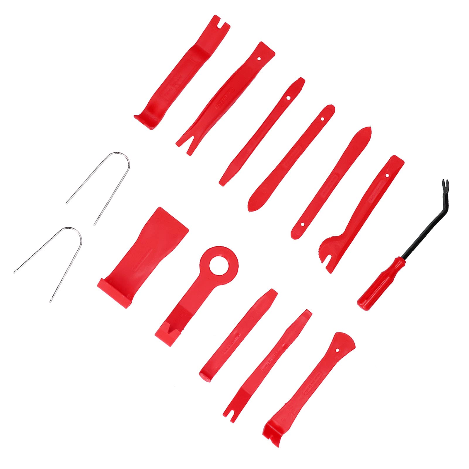 14-Piece Car Trim Removal Tool Kit - Pry Repair Set for Audio, CD, Central Control & Instrument Panel - Durable Red Trim Tools for Professional Auto Interior Repair & DIY Car Maintenance