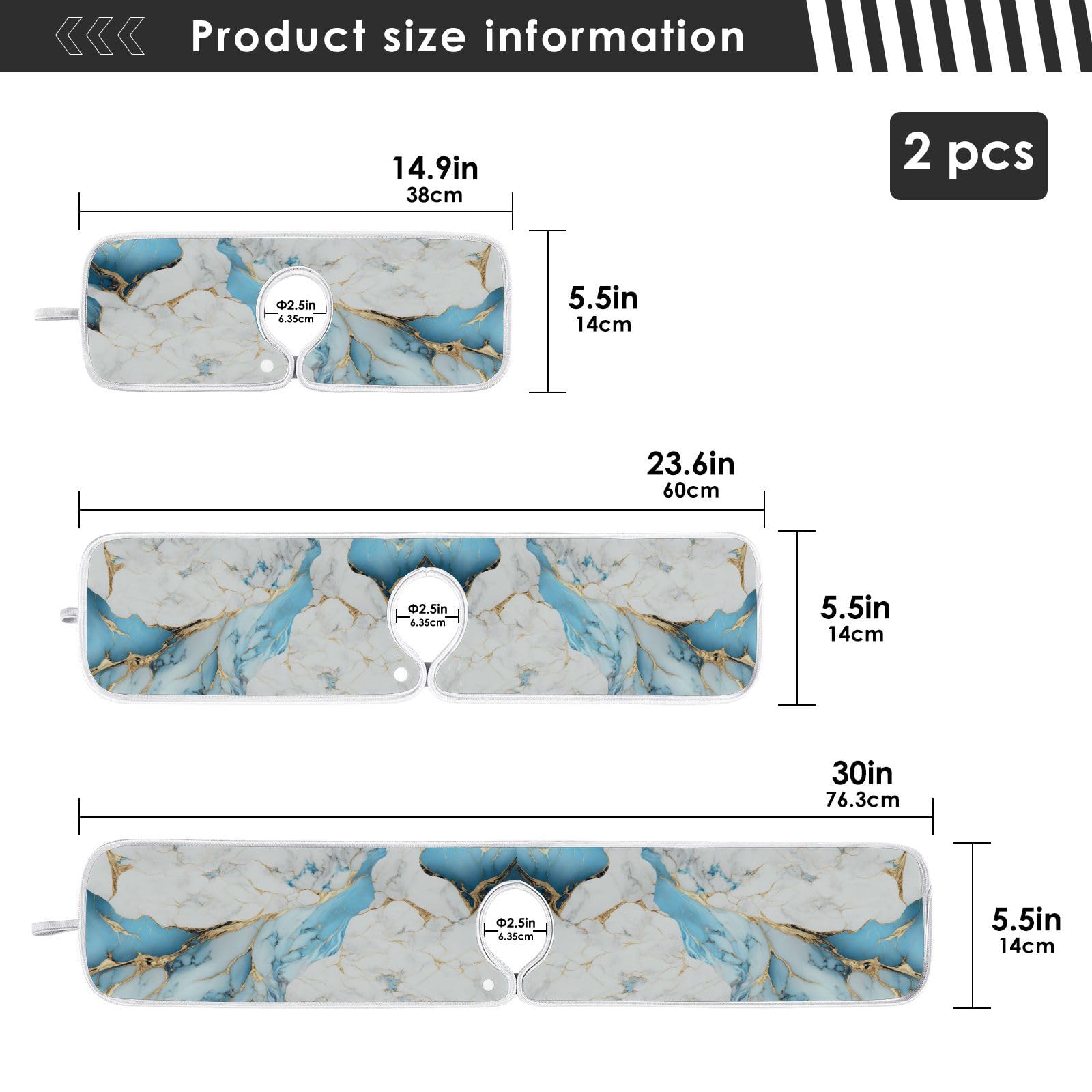 2 Pack Sink Splash Guard - Light Blue & White Marble Absorbent Kitchen Faucet Mat | Drip Catcher & Drying Mat for Farmhouse Bathroom & Bar | Perfect for Kitchen Sink, Bathroom Vanity & RV Use