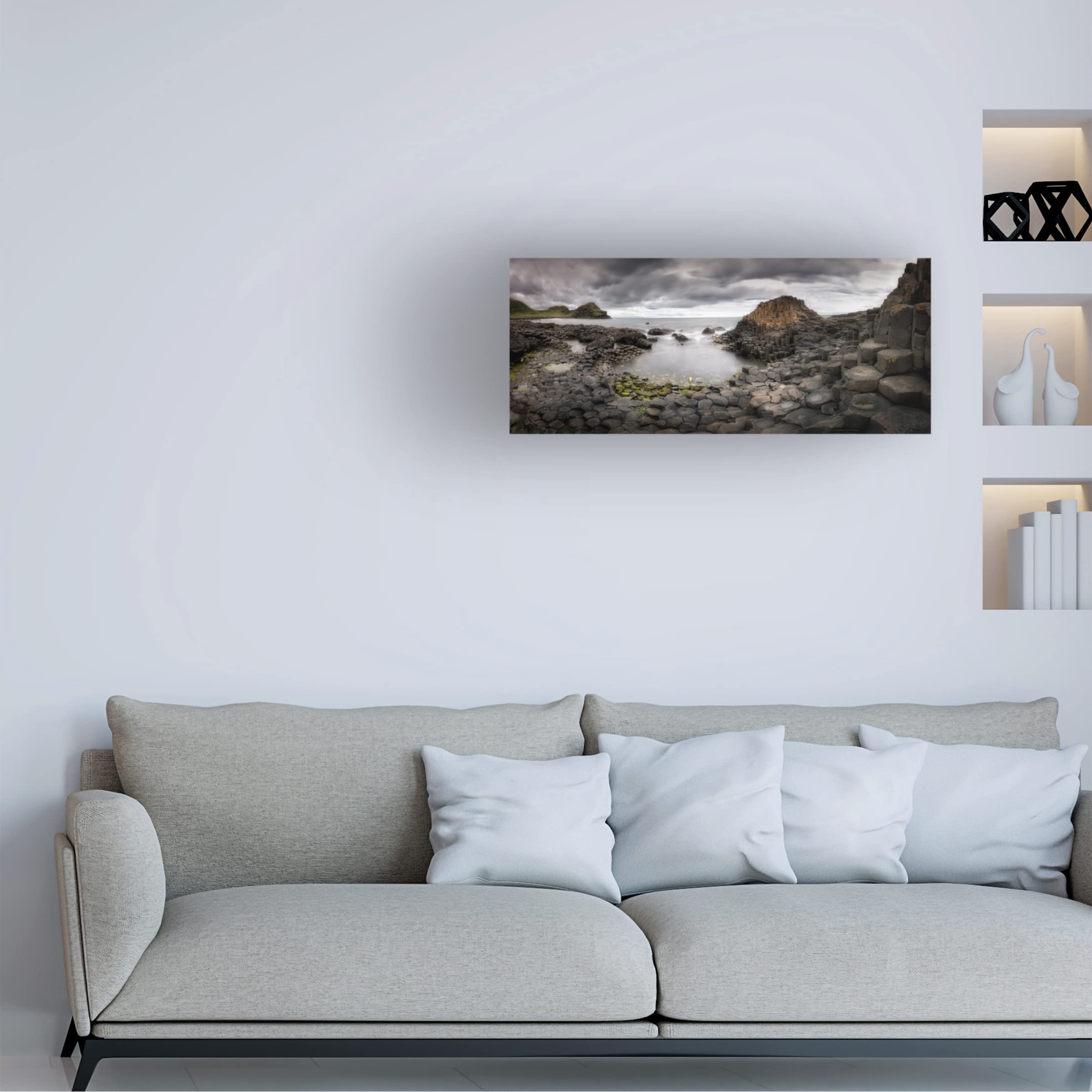 Trademark Fine Art 'The Giants Causeway' Canvas Wall Art by Yolanda Romero Angueira - Stunning Irish Landscape Painting for Living Room, Bedroom & Office Decor