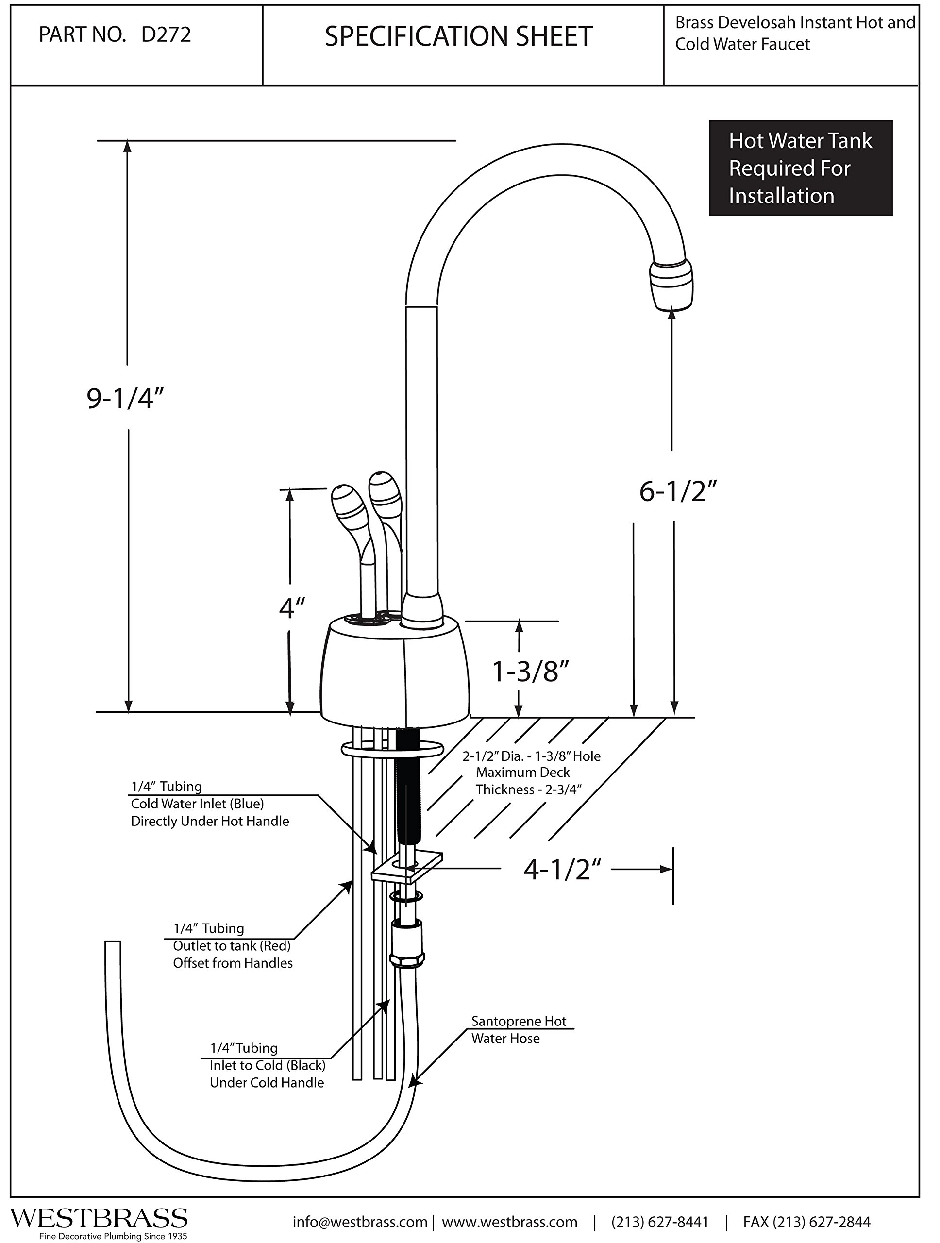 Westbrass D272-12 Oil Rubbed Bronze Hot and Cold Water Dispenser Faucet with Two Handles - Perfect for Kitchen Sinks, Bar Countertops, and Office Break Rooms
