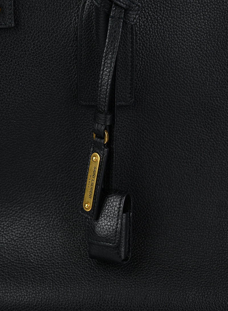 Saint Laurent Sac du Jour Large Black Leather Tote Bag for Women - Luxury Designer Handbag for Work, Travel & Everyday Use