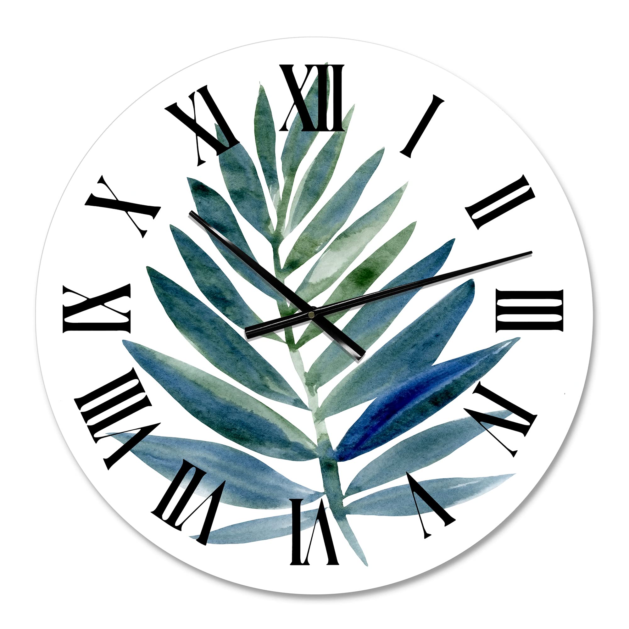 Farmhouse Wall Clock with Tropical Green Leaf Design - Large Floral & Botanical Wall Decor for Living Room, Kitchen, Bedroom - Perfect for Home, Office & Indoor Spaces