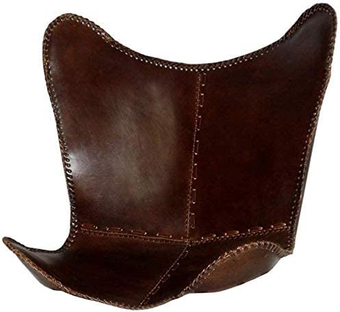 PRASTARA Genuine Leather Butterfly Chair Cover – Handmade Vintage Side Stitch Design – Replacement Cover for Indoor/Outdoor Patio, Lounge & Living Room Decor
