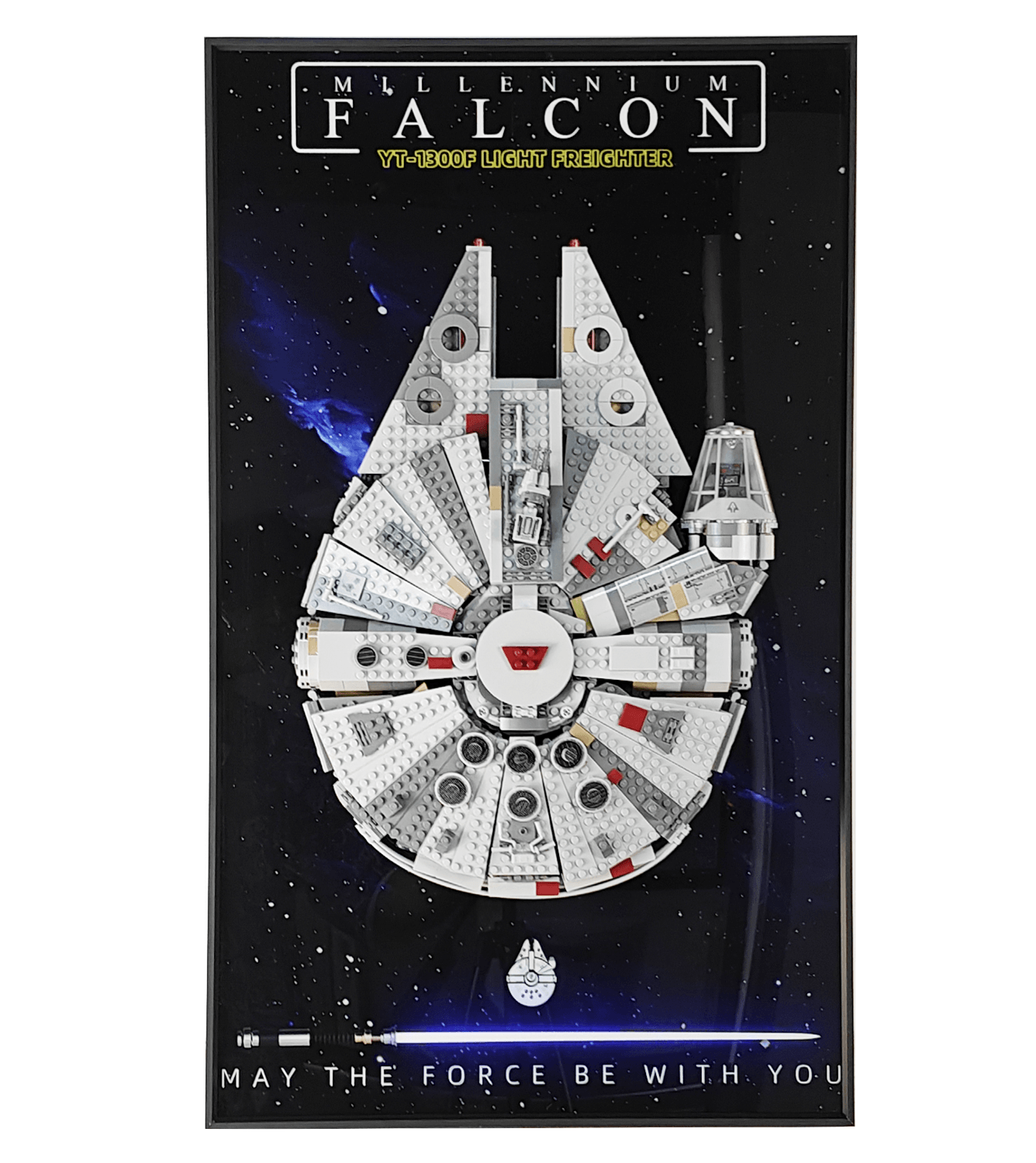Lego 75257 Star Wars Millennium Falcon Display Wall Frame - Premium Hanging Shelf for Lego Star Wars Collectibles - Perfect for Home Office Decor & Gift for Star Wars Fans