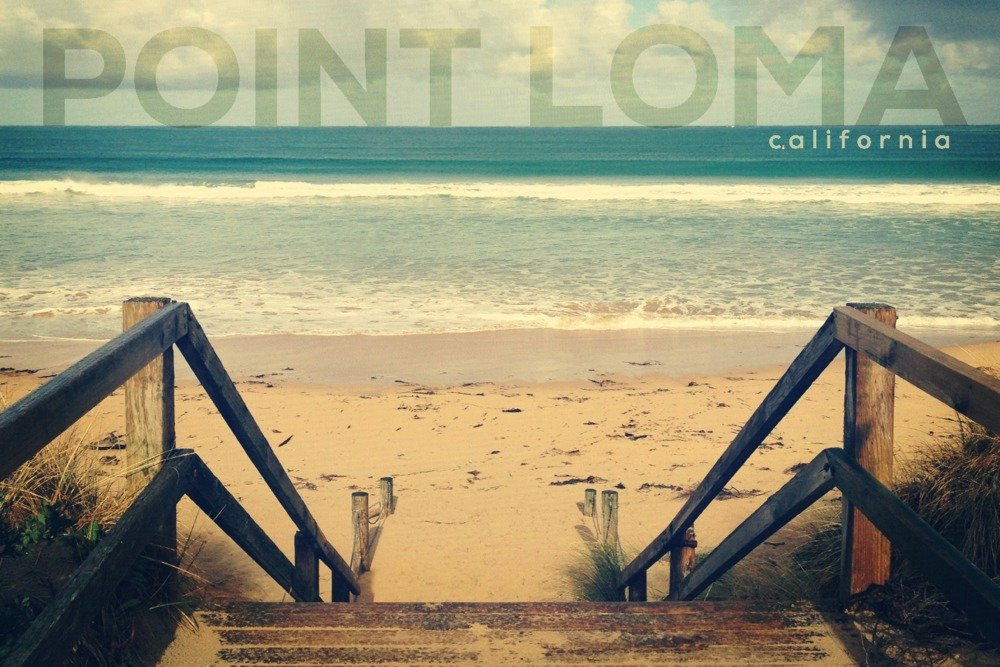 Point Loma California Coastal Art - Signed 24x36 Sandy Stairs & Beach Print (80810) - Ocean Themed Wall Decor Poster for Living Room, Bedroom or Office