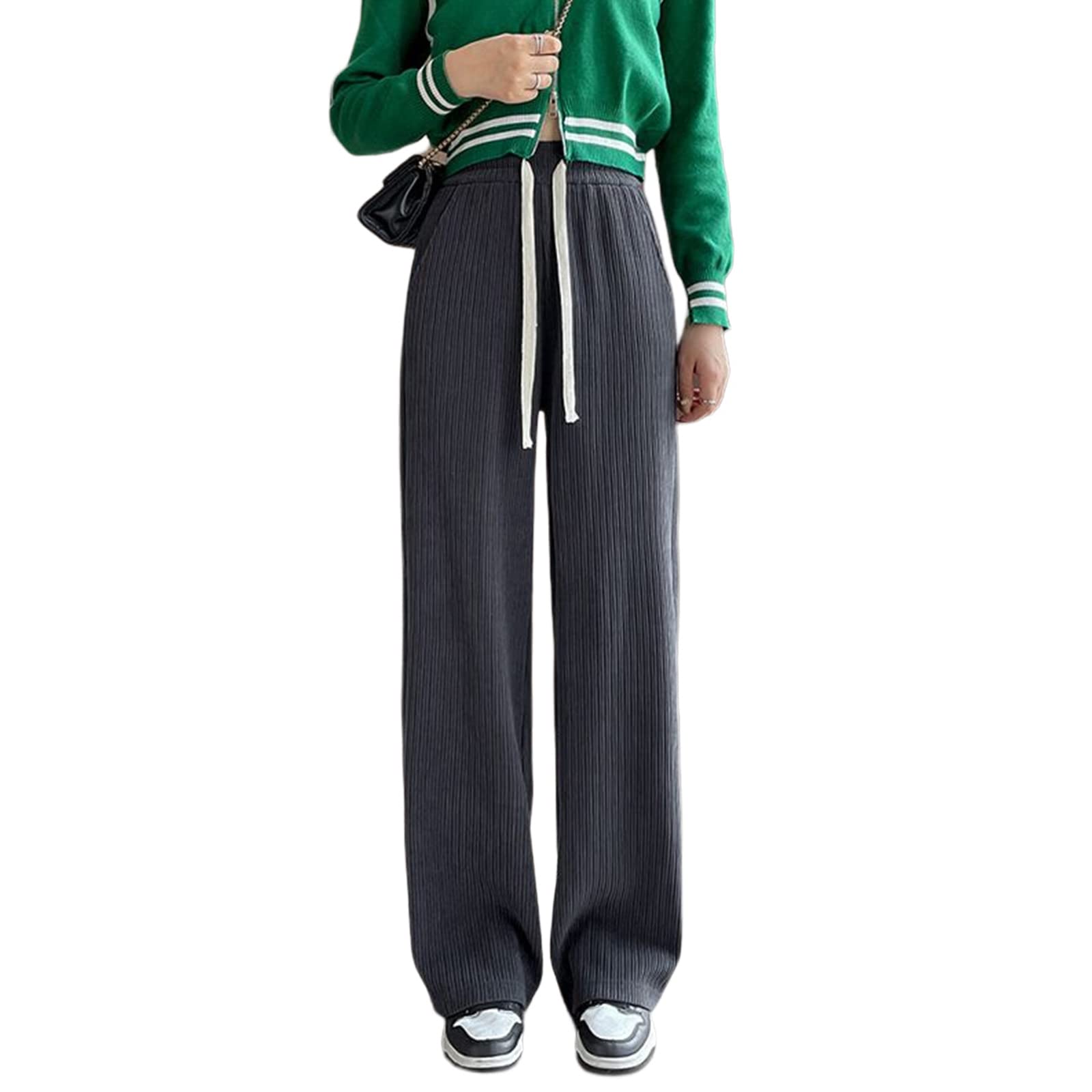 UTCoco Women's High Waisted Corduroy Pants - Casual Drawstring Wide Leg Trousers for Women | Perfect for Fall Fashion, Office Wear & Weekend Outfits