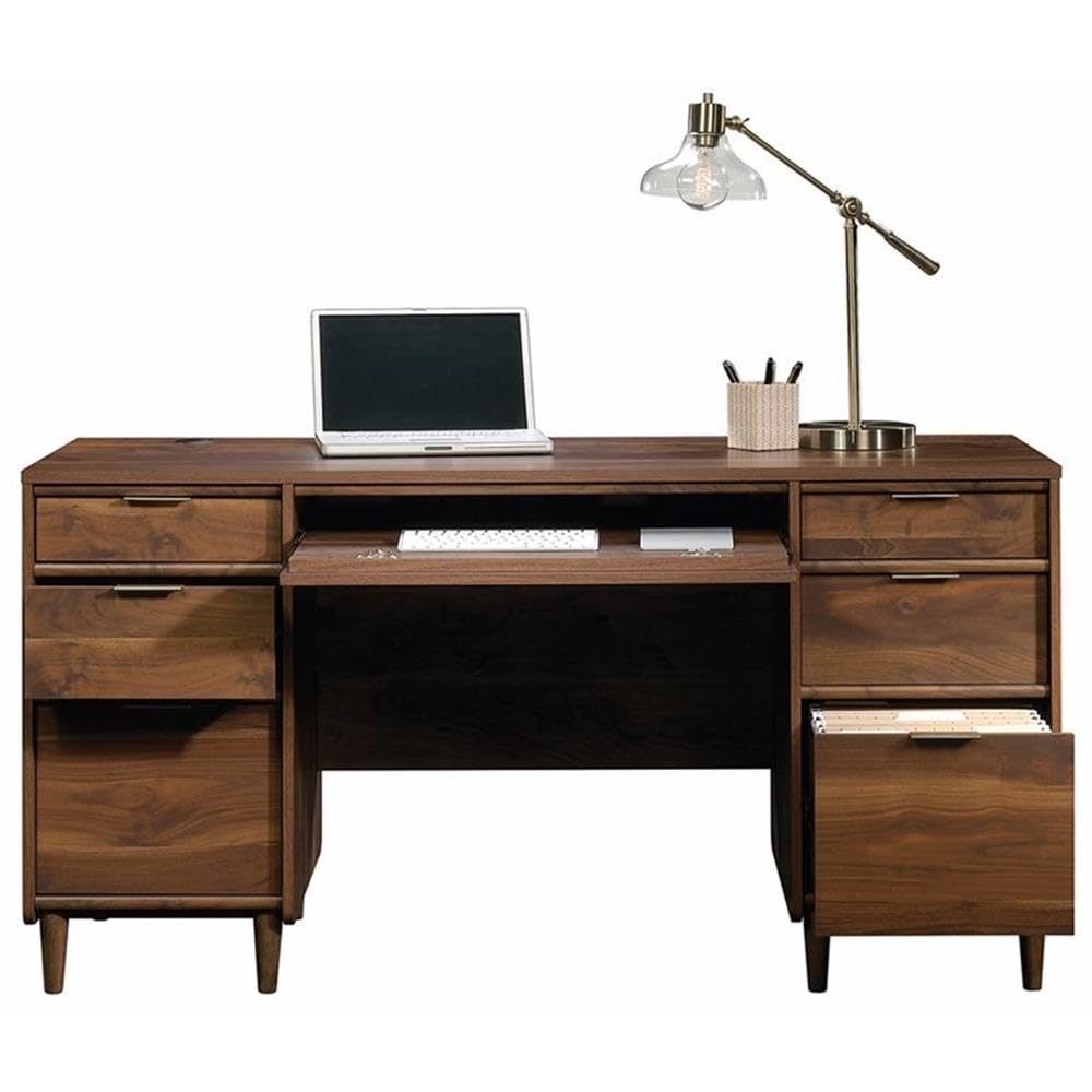 Pemberly Row Transitional Engineered Wood Computer Desk in Grand Walnut - Home Office Desk for Work & Study, Modern Writing Desk for Small Spaces