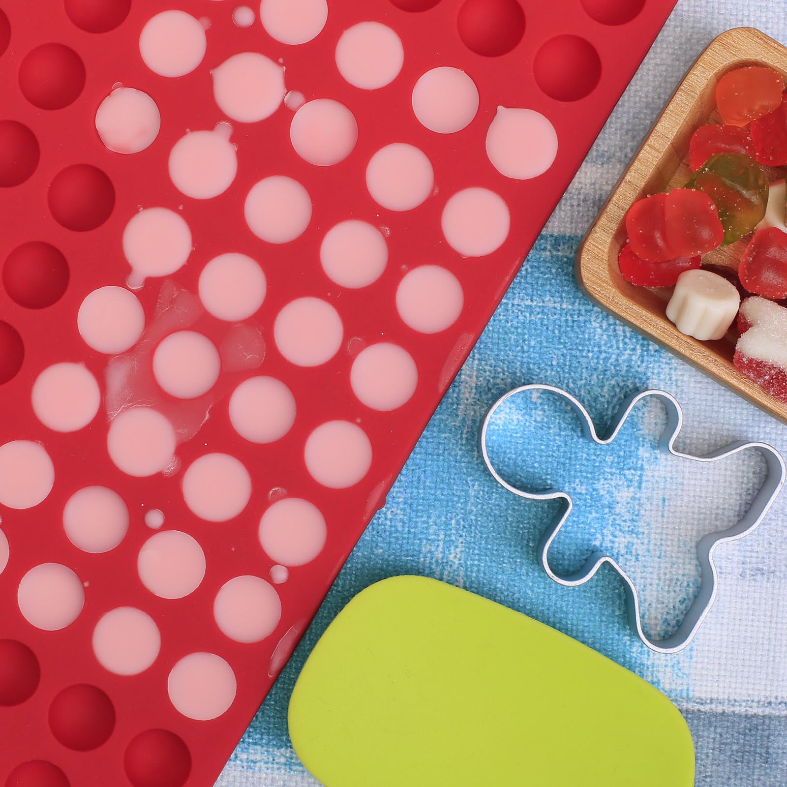 148-Cavity Mini Round Silicone Molds for Baking - Semi Sphere Chocolate Candy Mold for Chocolate Chips, Gumdrops, Cookies, Dog Treats & Cake Decorations (Includes Scraper) | Perfect for Home Baking, Party Treats & DIY Dessert Making