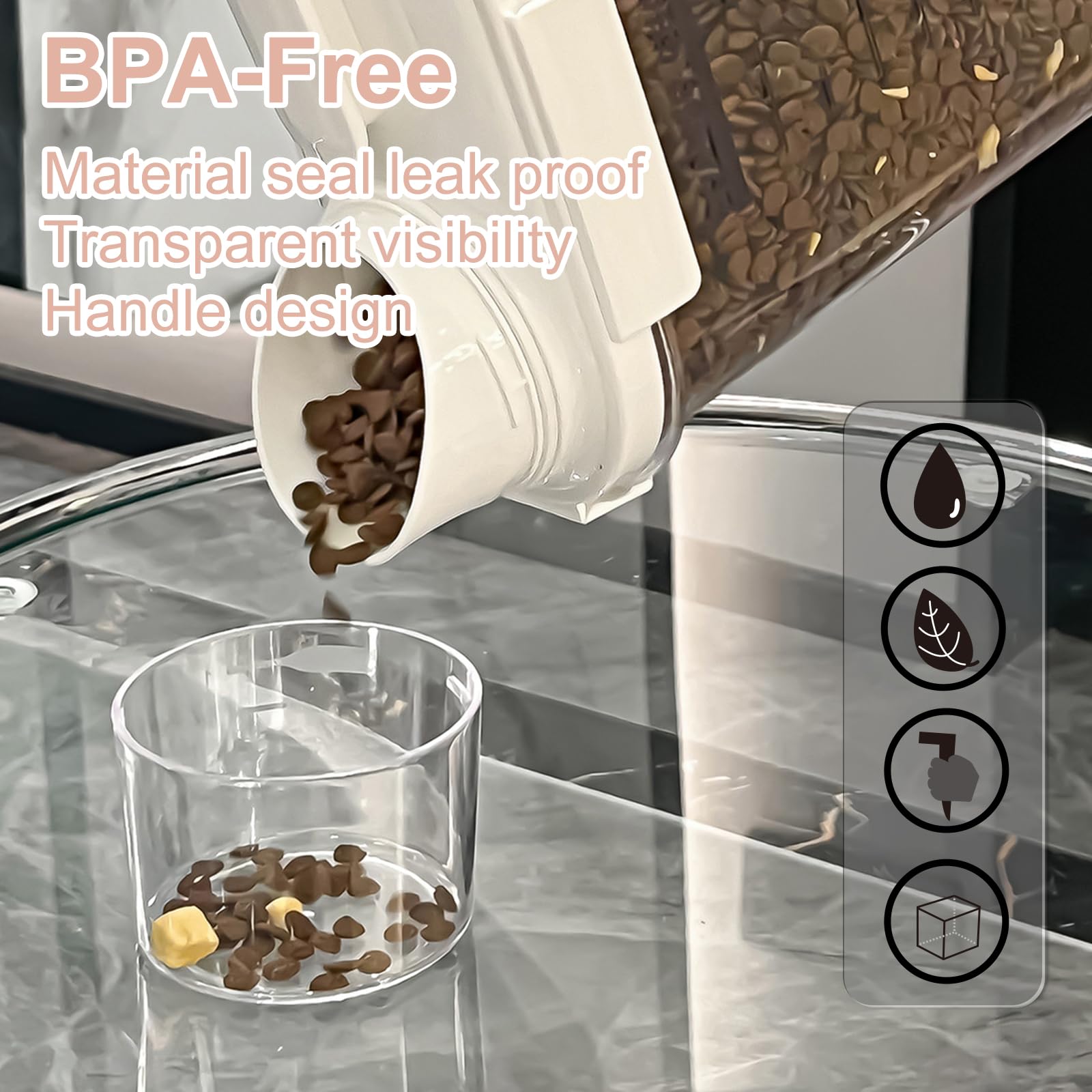 Airtight Cereal Storage Containers with Lids - 3-Pack 0.8L Plastic Food Canisters for Rice, Flour, Sugar & Dry Goods - Leak-Proof Pantry Organization with Pour Spout - Perfect for Kitchen, Pantry & Bulk Food Storage