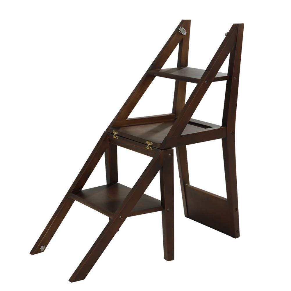 **Solid Wood Step Stool - 2-in-1 Multi-Purpose Folding Ladder & Herringbone Design Indoor Step Chair - Natural Color - Perfect for Kitchen, Bathroom & Home Decor**