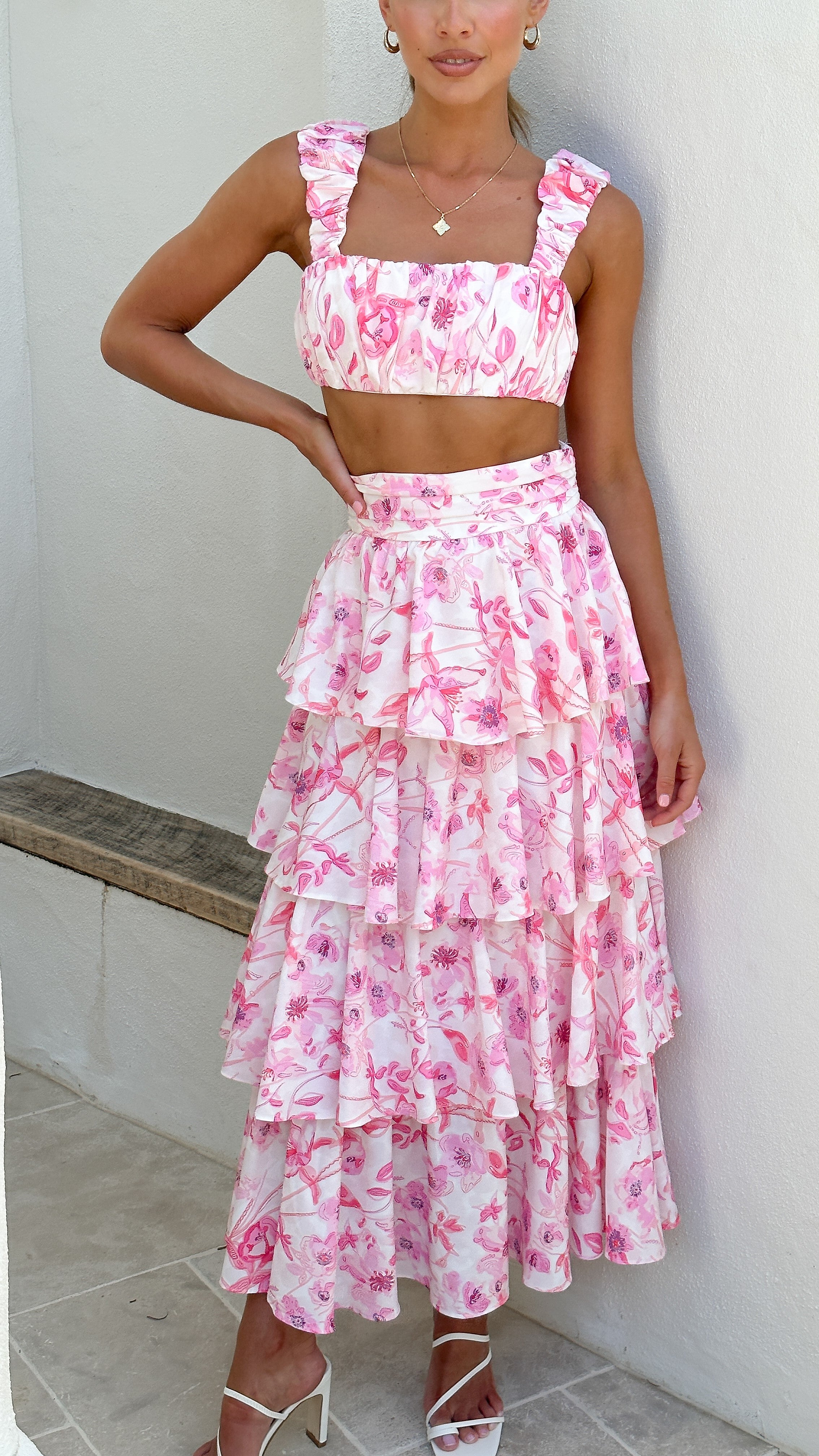 Kelly Women's Pink Top and Skirt Set - Elegant Matching Outfit for Casual Wear, Office & Date Night