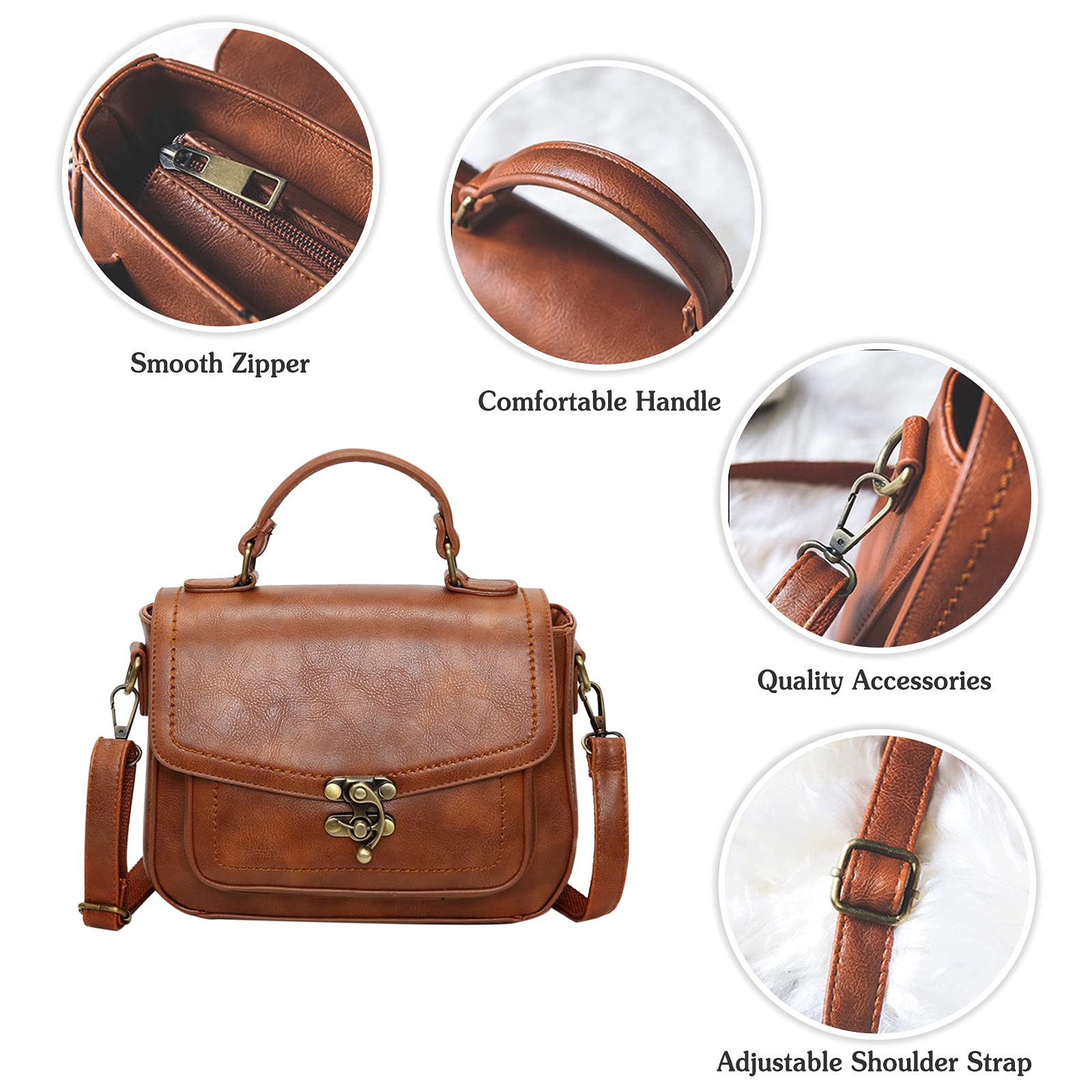 Vintage Leather Crossbody Bag for Women - Stylish Saddle Shoulder Bag & Satchel Purse - Perfect for Daily Use, Travel, and Casual Outings