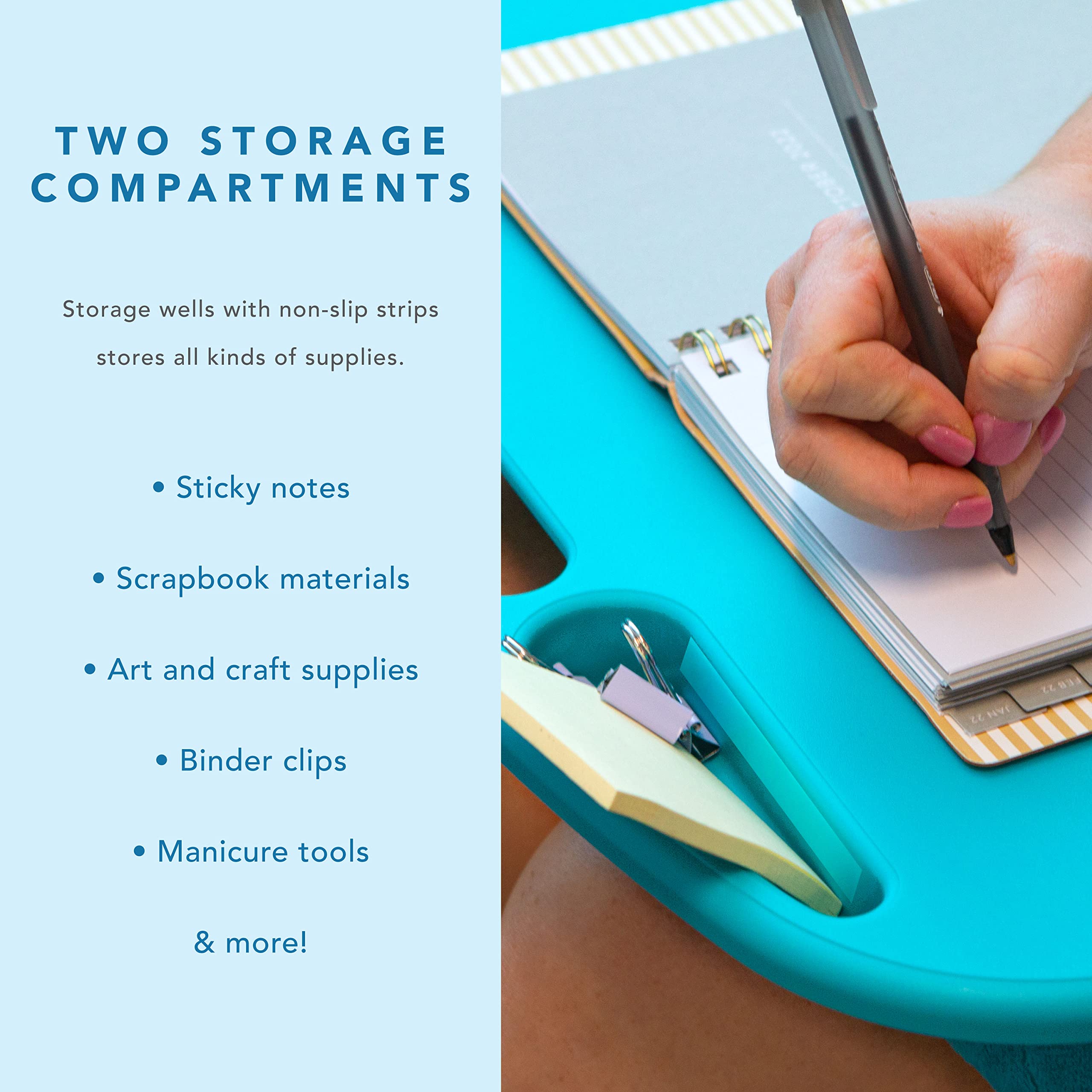 LAPGEAR MyDesk Lap Desk with Device Ledge & Phone Holder - 15.6 Inch Laptop Tray - Portable Workstation for Home Office, Bed, Couch - Turquoise (Pack of 12) - Style 44009