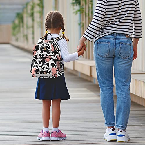 Cute Panda Face Toddler Backpack with Safety Leash for Boys & Girls - Pink Heart Design School Bag for Kindergarten, Preschool & Travel | Reflective Stripes & Chest Clip | Perfect for Daycare, Outdoor Adventures & Daily Use