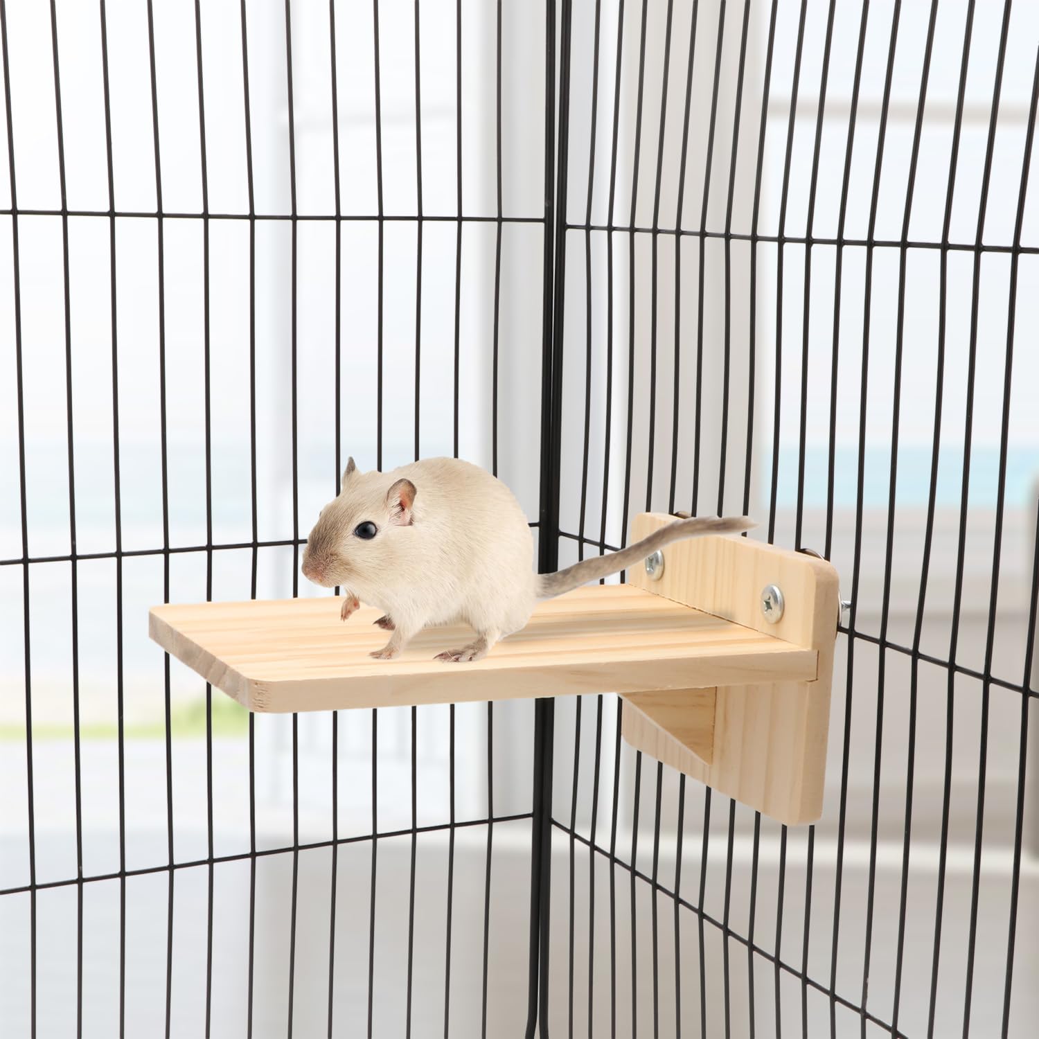 Natural Wooden Perch Stand for Small Pets - Hamster, Rat, Mice & Chinchilla Cage Exercise Toy | Small Animal Playground & Climbing Platform for Cage Enrichment