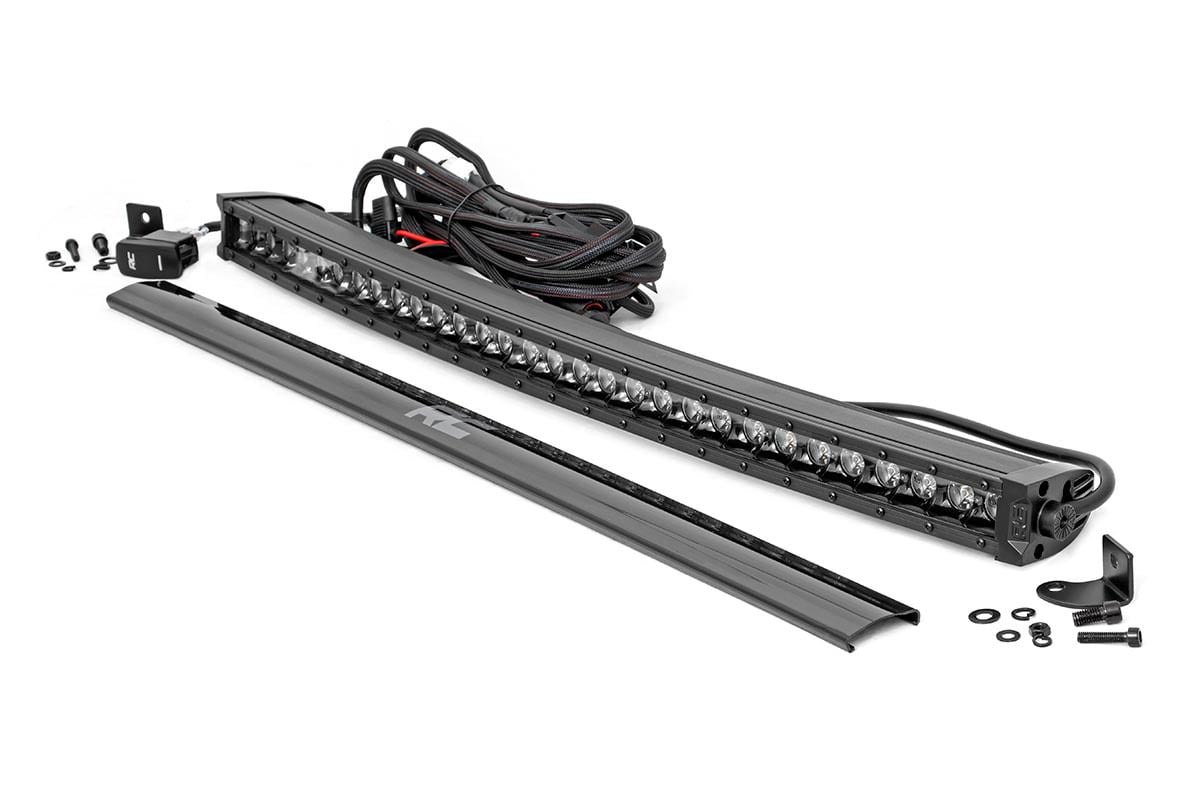30 Inch Black Series LED Light Bar - Curved Single Row Cool White DRL (72730BLDRL) | Off-Road, Truck, Jeep Lighting for Night Driving & Adventure