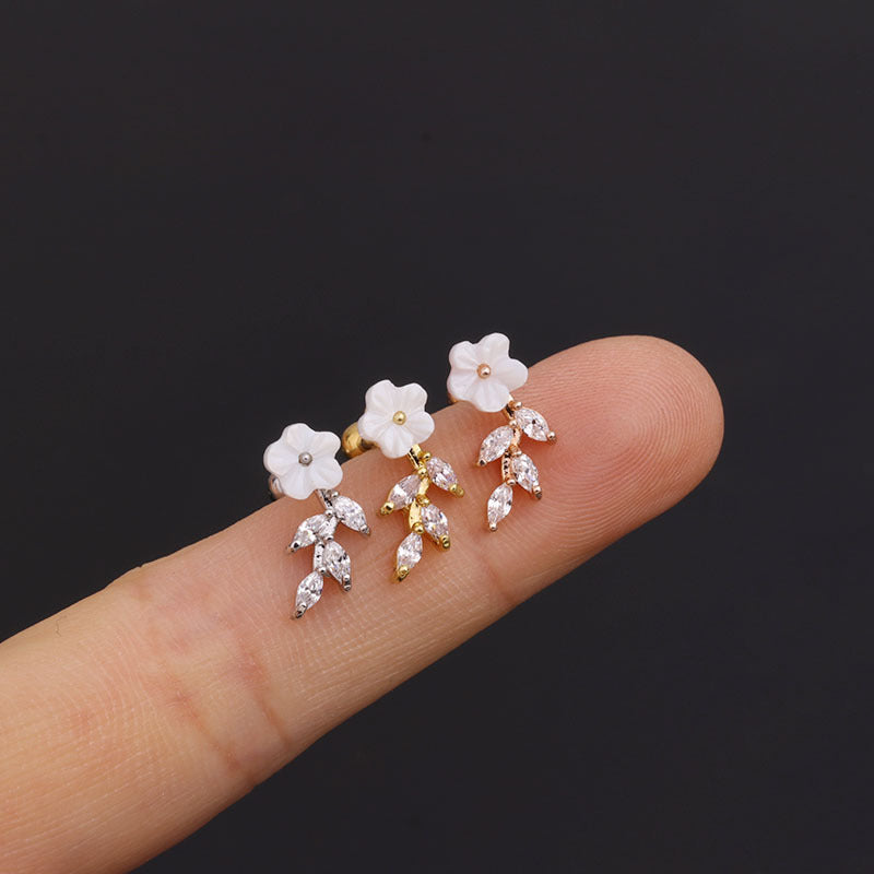20G Cartilage Flower Stud Earrings with Pearl Accents - Dainty Floral Ear Jewelry for Women | Perfect for Everyday Wear, Parties & Special Occasions