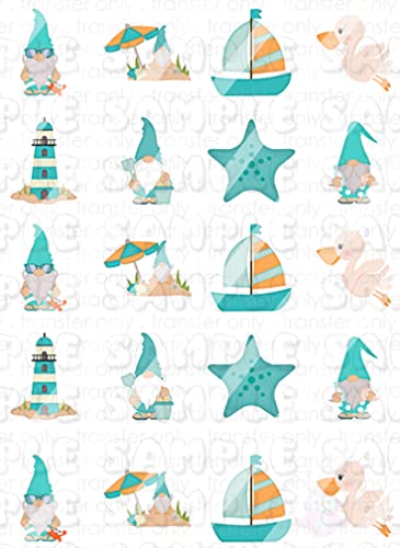 Seaside Gnomes Beach Lighthouse Nail Art Decals - Waterproof Nail Stickers for Summer Vacation, Pool Parties & Beach Nail Designs