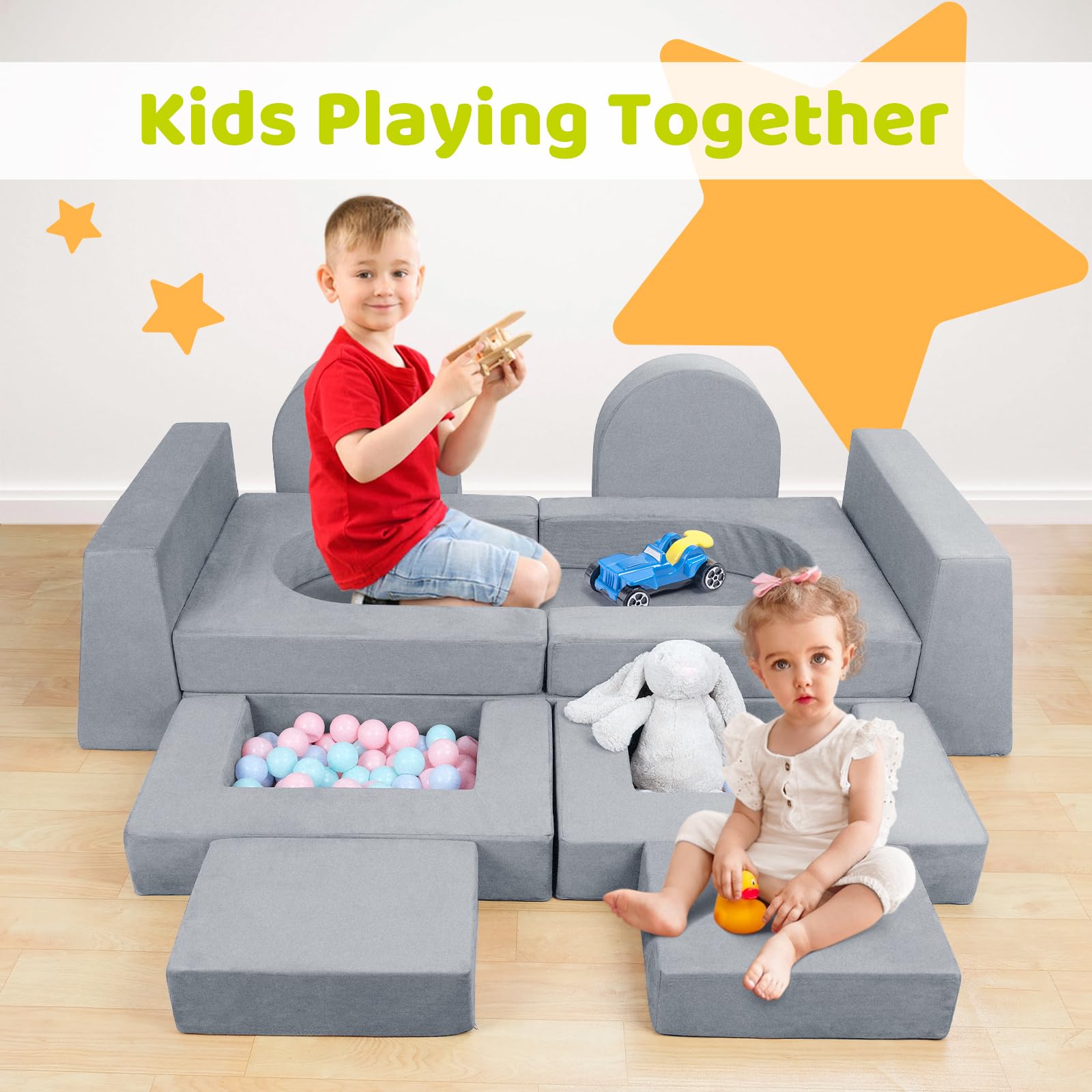 11-Piece Kids Play Couch Set - Premium Toddler Sofa for Children & Teens - Soft Play Furniture for Bedroom, Playroom & Living Room - Perfect Gift for Creative Boys & Girls - Great for Reading Nooks, Fort Building & Imaginative Play