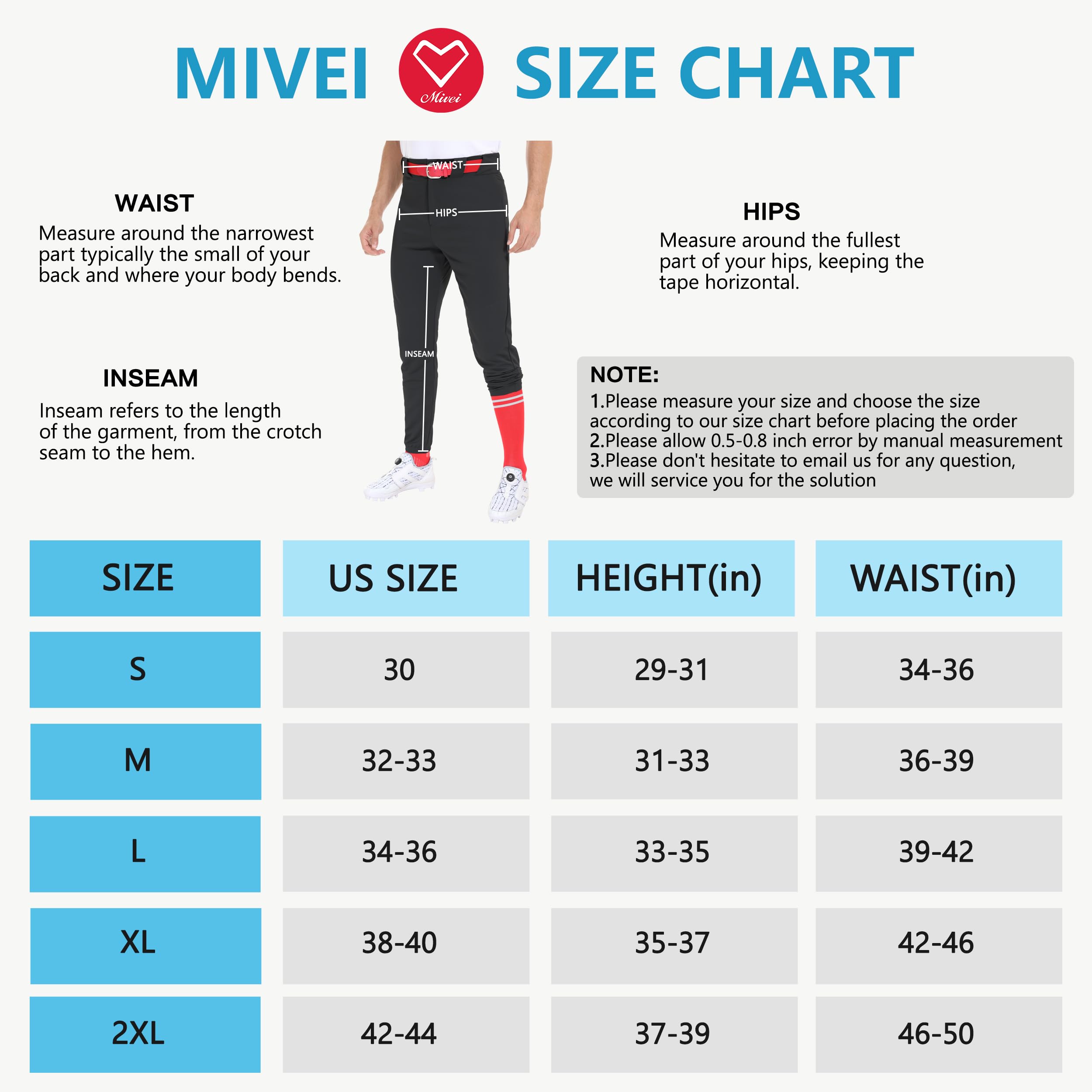 Men's Baseball Jogger Pants - Elastic Tapered Leg with Double-Layered Knee Protection, 2.5