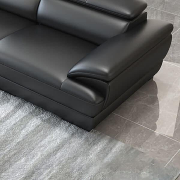 Mid Century Modern Leather Sectional Sofa with Cushion Back & Pillow Top Arm - Perfect for Living Room, Lounge & Home Office Comfort