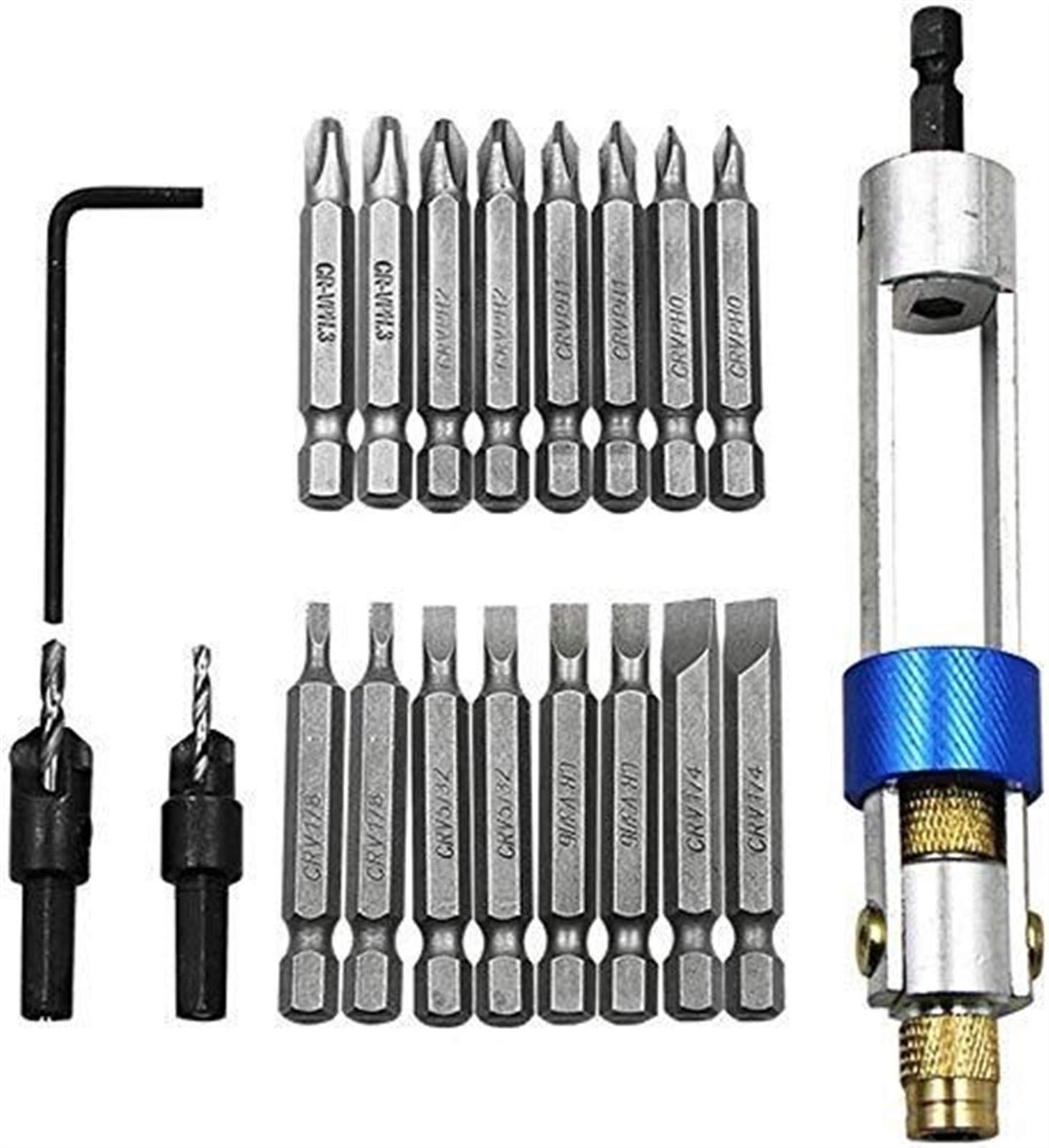 20-Piece Multi-Functional Screwdriver Bit Set - HSS Drill Driver Bits with Storage Box for Professional & DIY Use - Includes Allen Wrench & Countersink Bits - Perfect for Home Repair, Furniture Assembly & Automotive Maintenance