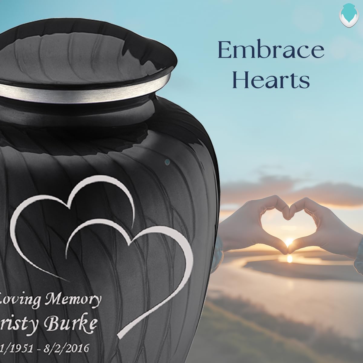 Premium Personalized Heart Cremation Urn for Ashes - Large Pearl Black Funeral Urn for Adults with Double-Sided Engraving - Holds 200 lbs - Perfect for Memorial Services & Home Display