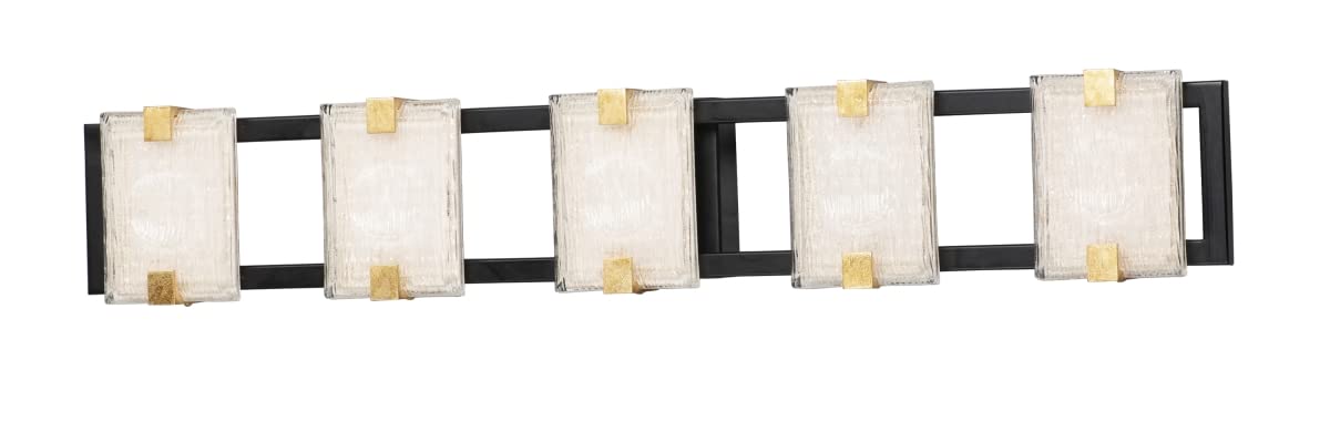 35 Inch Modern Black and Gold Leaf LED Bathroom Vanity Light - Perfect for Bathroom, Powder Room, and Dressing Room Lighting