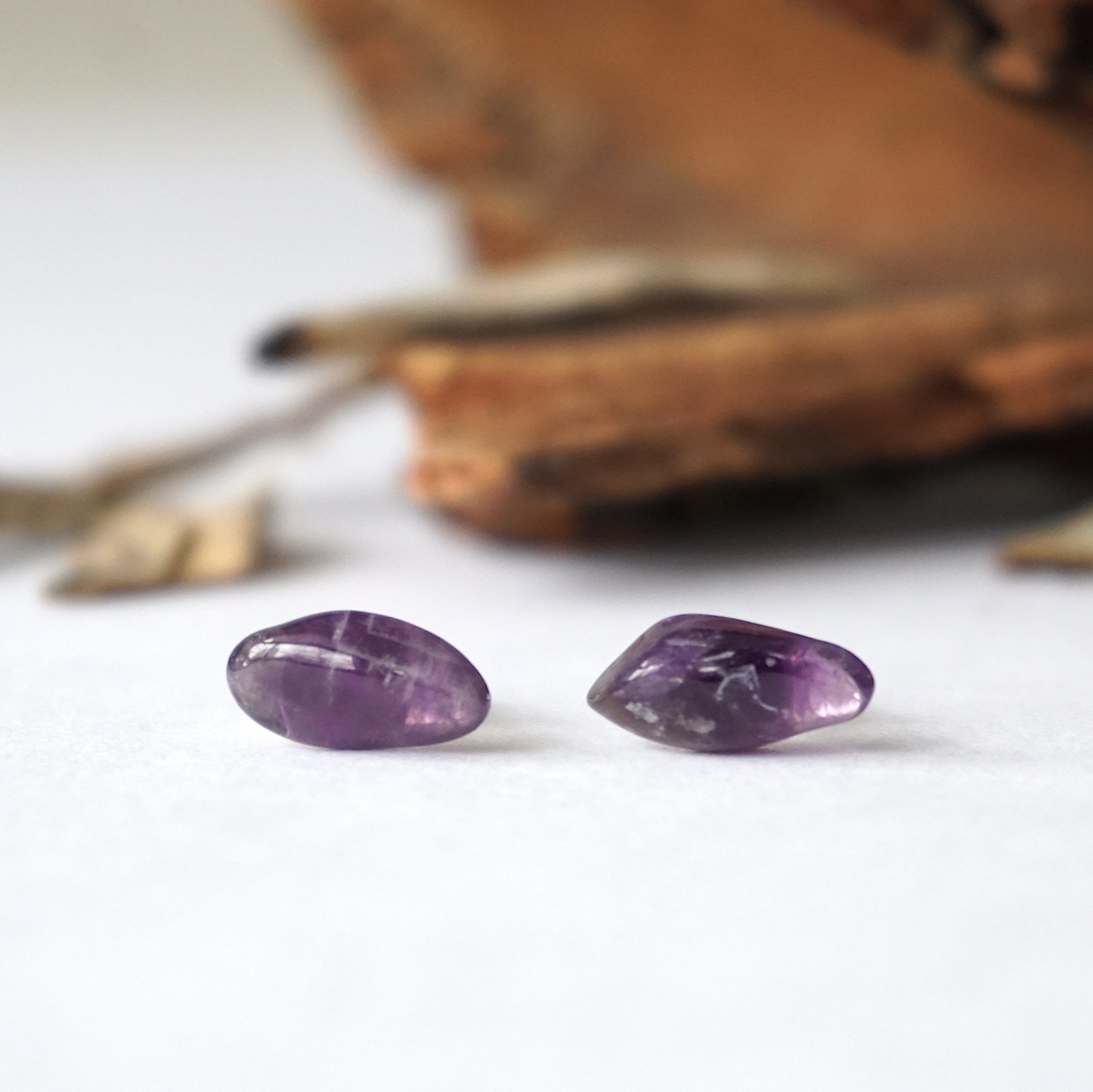 Dark Amethyst Stud Earrings for Women - Hypoallergenic Post Earrings for Sensitive Ears | Perfect for Everyday Wear, Work & Special Occasions