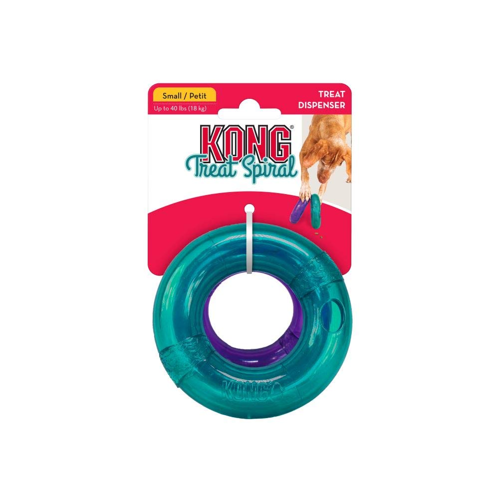 KONG Treat Spiral Ring Dog Chew Toy - Small Size for Puppies & Small Dogs - Durable Rubber Chewing Toy for Teeth Cleaning & Anxiety Relief - Perfect for Training, Playtime & Mental Stimulation