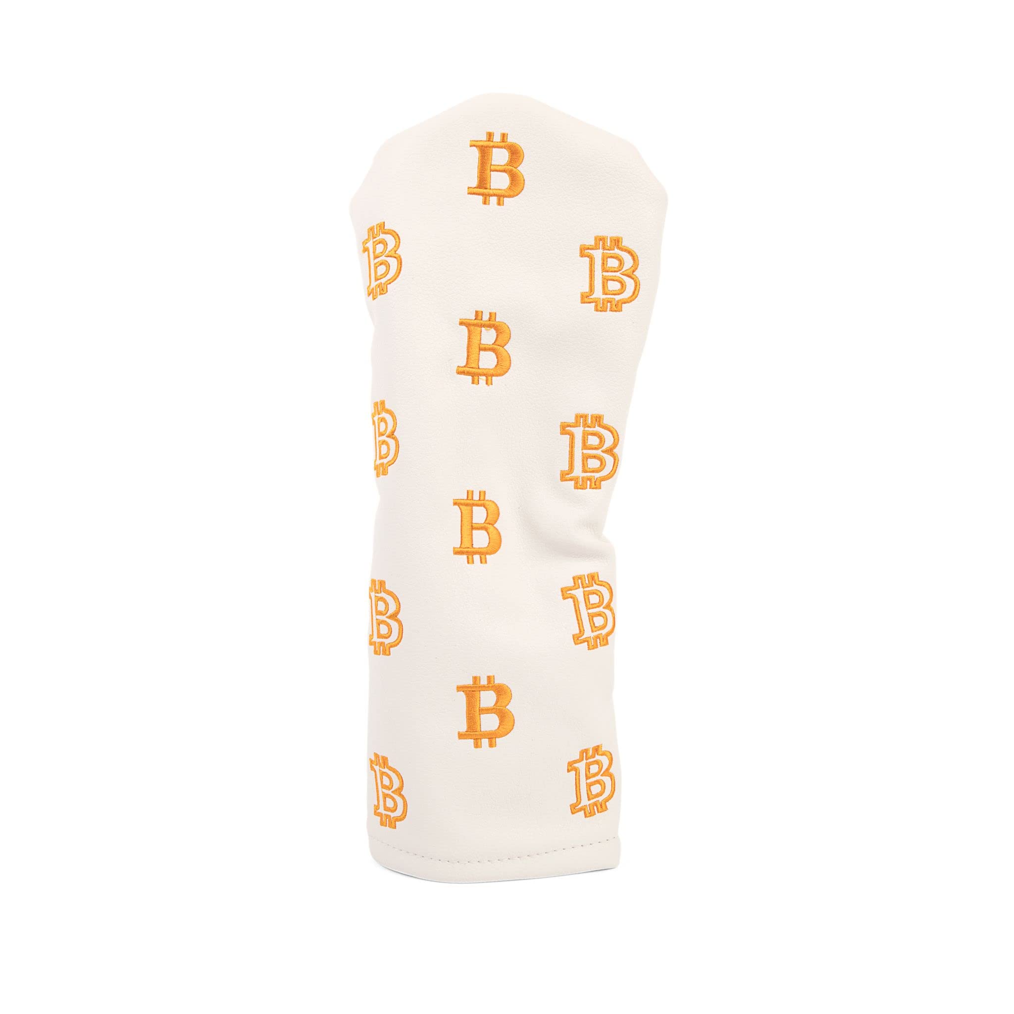 Bitcoin Golf Driver Headcover - Premium Leather Golf Club Covers for Men & Women - HODL 21 Head Cover Golf Accessories (White) - Perfect for Crypto Enthusiasts & Golf Lovers on the Course