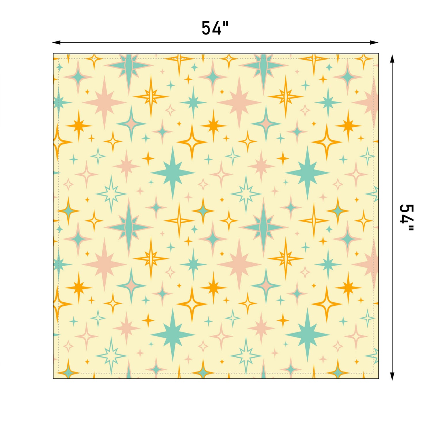Vintage Starburst Print Tablecloth - Retro Modern Kitchen Table Linens for Dining Room Decor & 70s Theme Parties