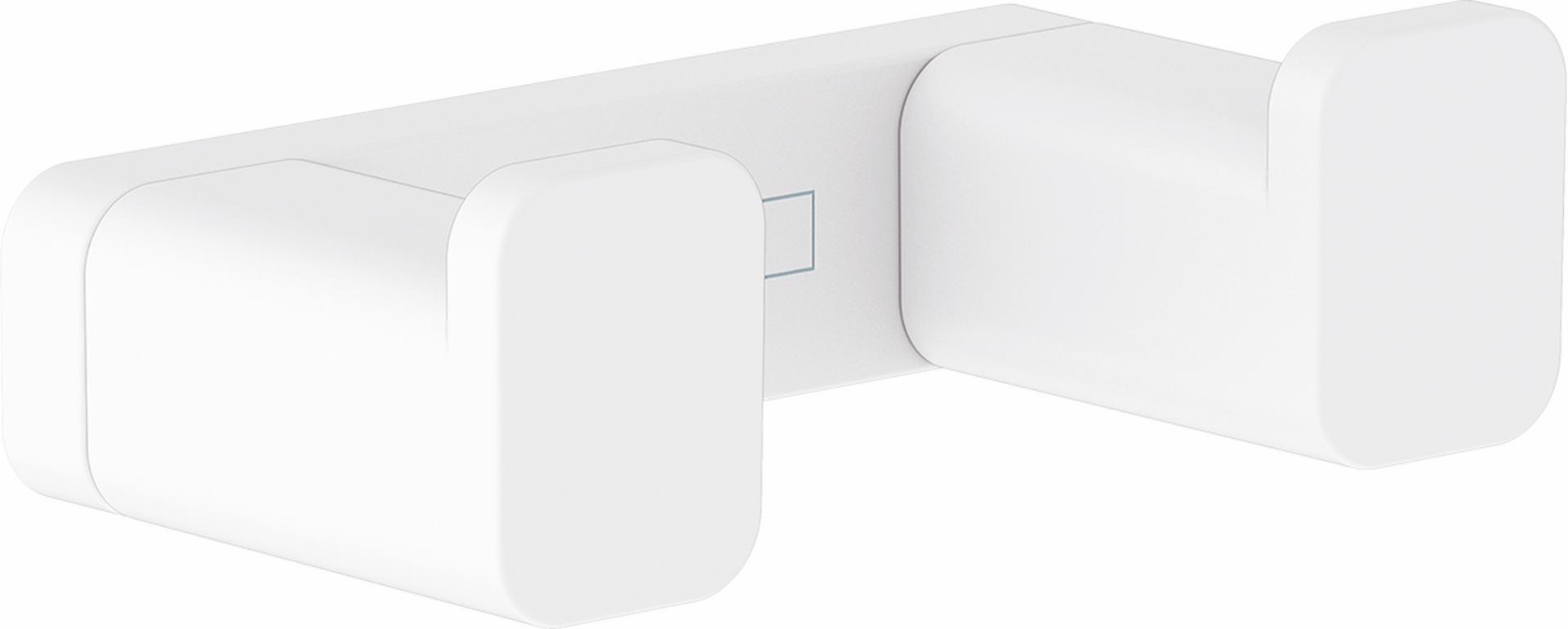 Hansgrohe AddStoris Dual Robe Hook in Matte White 41755700 - Perfect for Bathrooms, Bedrooms, and Spas - Space-Saving Wall Mounted Towel Holder