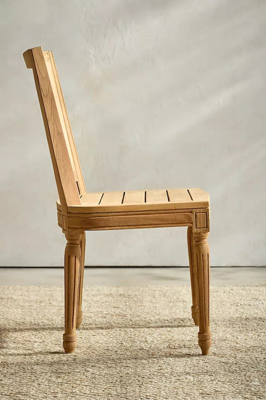 Hand Carved Wooden Garden Chair - Natural Finish, Rustic Outdoor Patio Furniture for Backyard, Porch, and Garden Decor