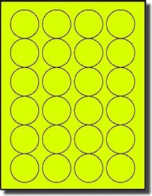 2,400 Label Outfitters® Fluorescent Neon Yellow Laser Printer Labels - 1-5/8