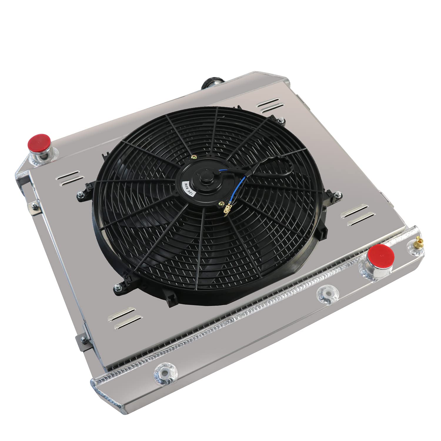 High Performance 3 Row Aluminum Radiator with Shroud Fan & Relay Kit - Compatible with 1963-1966 Chevy C10 C20 C30 K10 K20 Pickup Trucks - Perfect for Engine Cooling & Restoration Projects