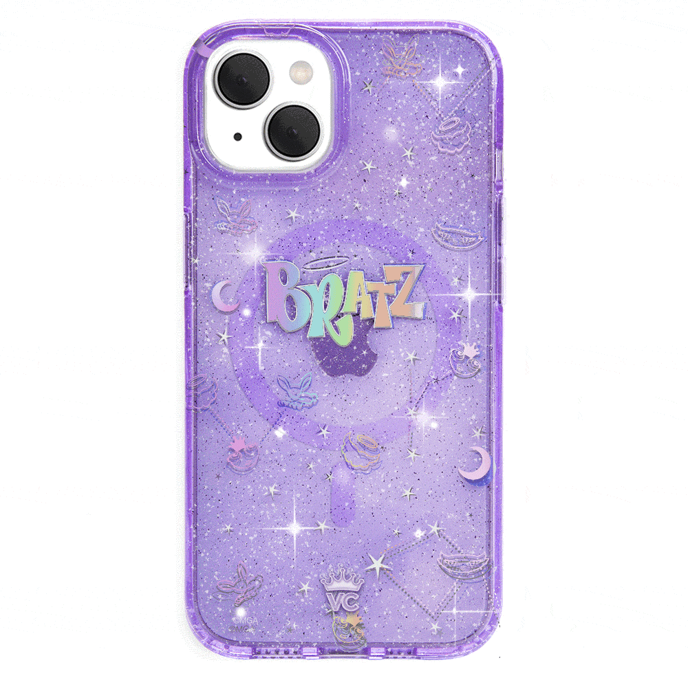 Bratz Celestial Glitter iPhone Case - Trendy Protective Phone Cover for iPhone 13/14/15 - Sparkly Glam Design for Girls & Teens - Perfect for School, Parties & Everyday Use
