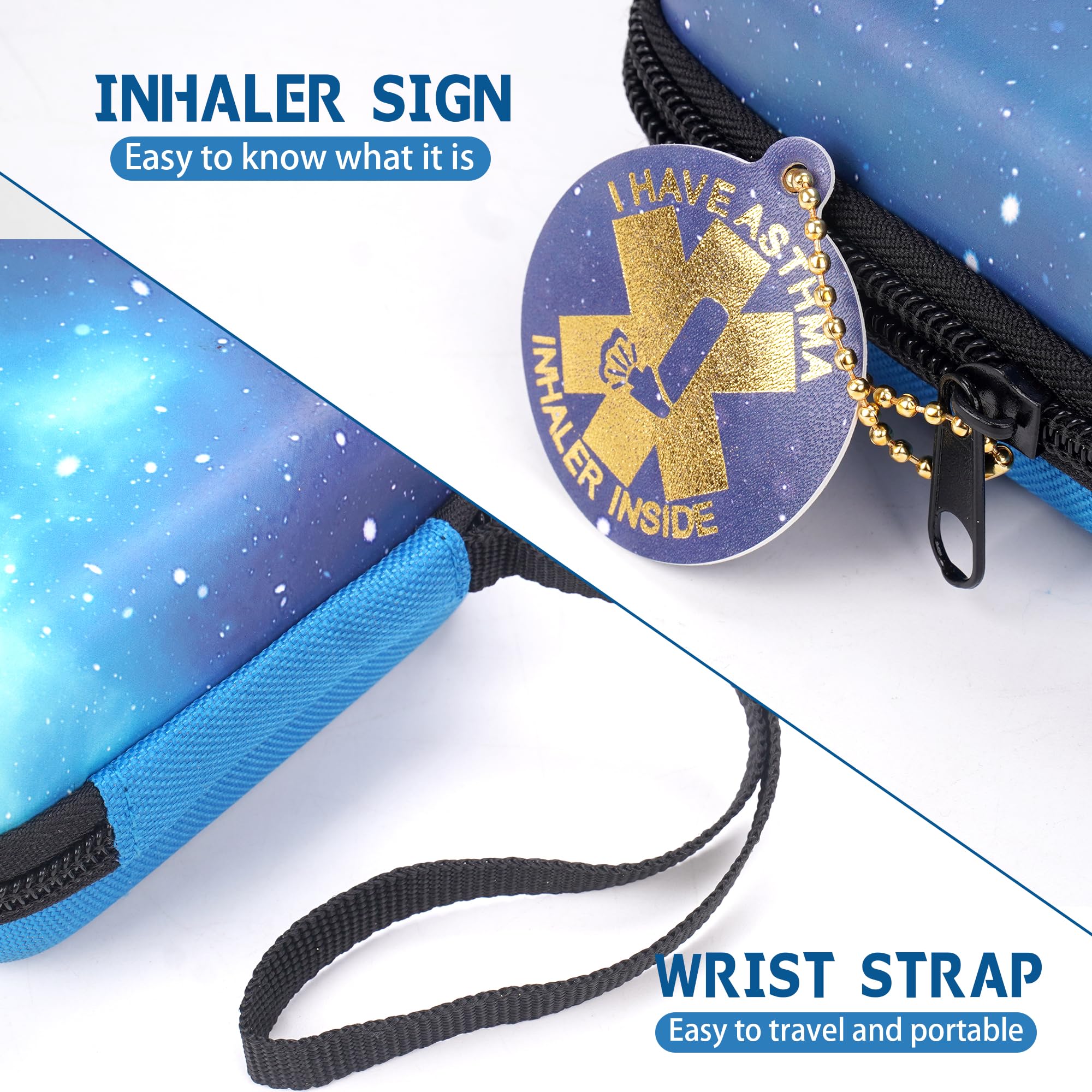 MGZNMTY Asthma Inhaler Holder Case - Portable Storage & Travel Organizer for Adults & Kids (Star Blue) - Perfect for Home, School, Gym & Outdoor Activities
