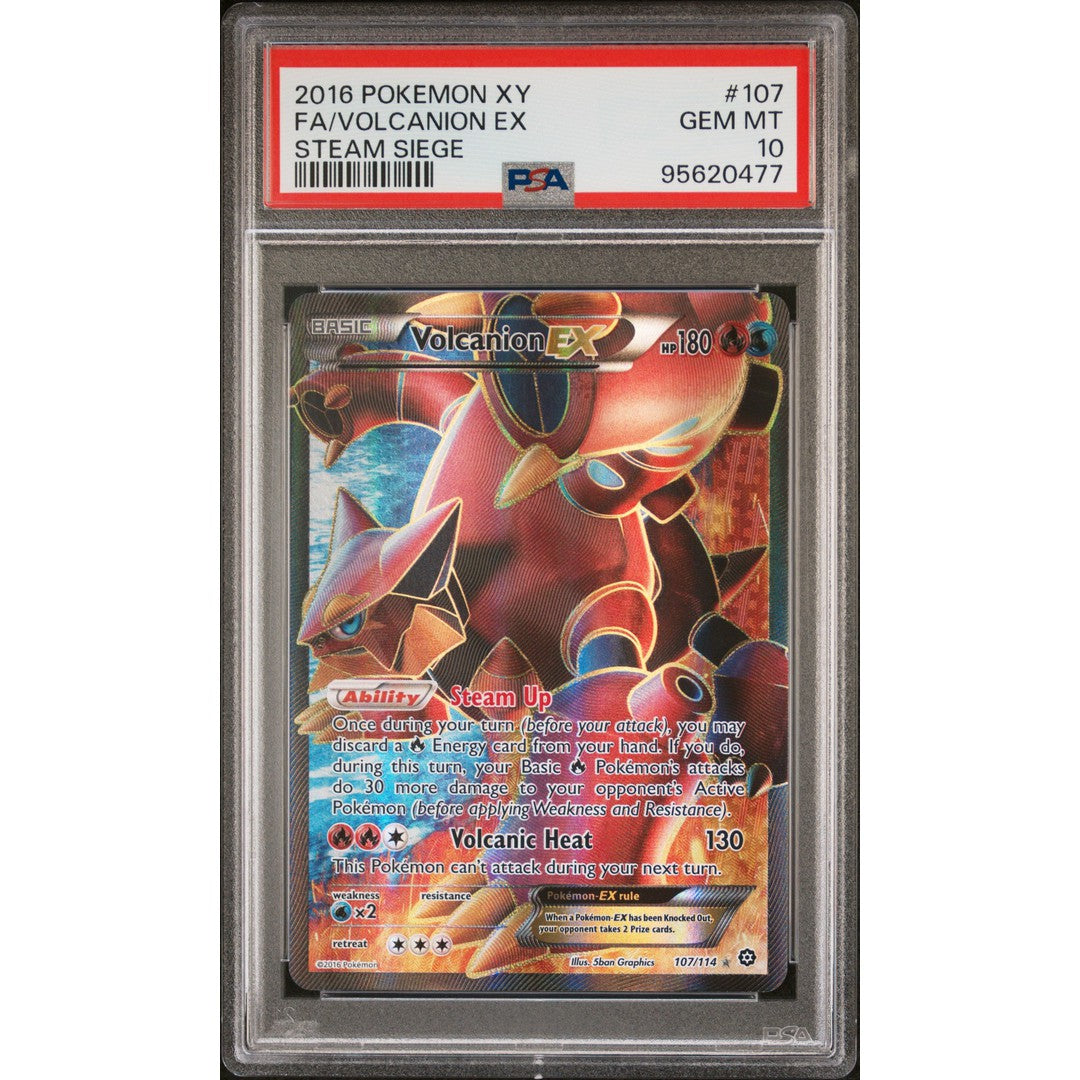 2016 Pokemon Steam Siege 107 Full Art Volcanion EX Card - Rare Collectible for Trading Card Game (TCG) Battles & Pokemon Fans