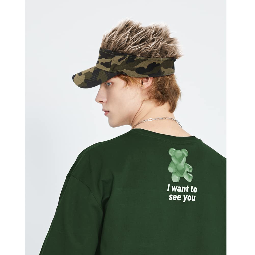 Men's Adjustable Baseball Cap with Fake Hair - Stylish Visor Wig Hat for Golf, Outdoor Sports & Daily Wear