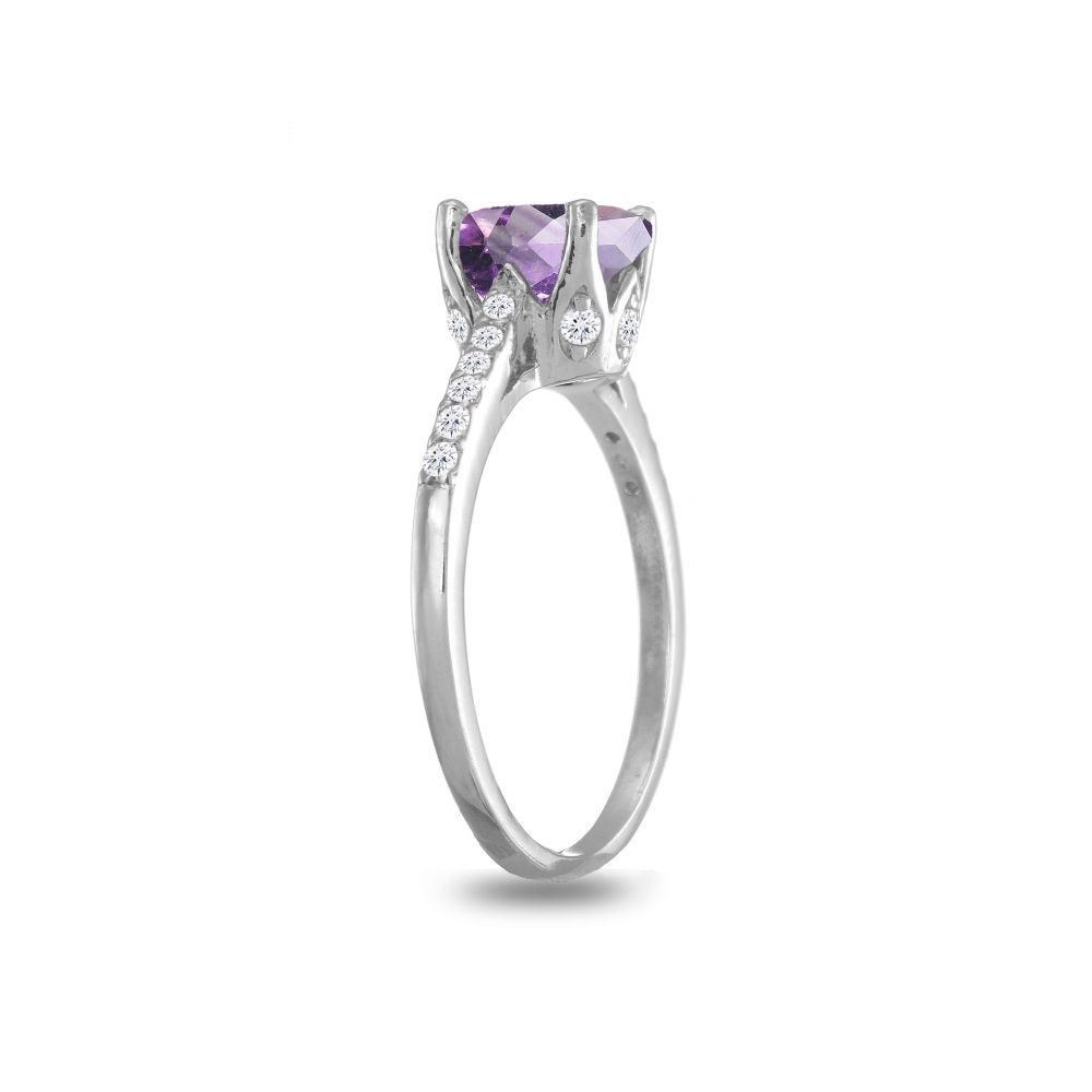 Sterling Silver Amethyst Topaz Crown Ring for Women - Elegant Gift