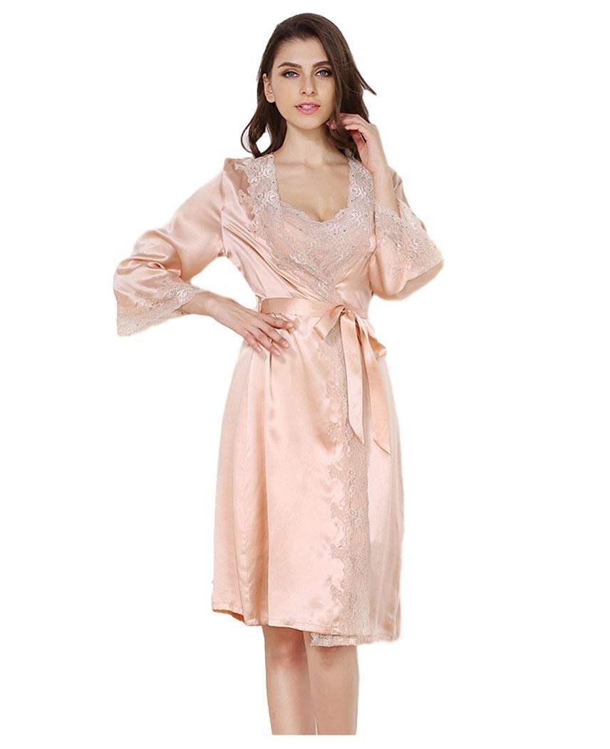 Seres Women's 100% Silk Pajama Set - Nightgown, Robe & Skirt - Luxurious Sleepwear for Comfortable Nights - Perfect for Relaxing at Home or Romantic Getaways