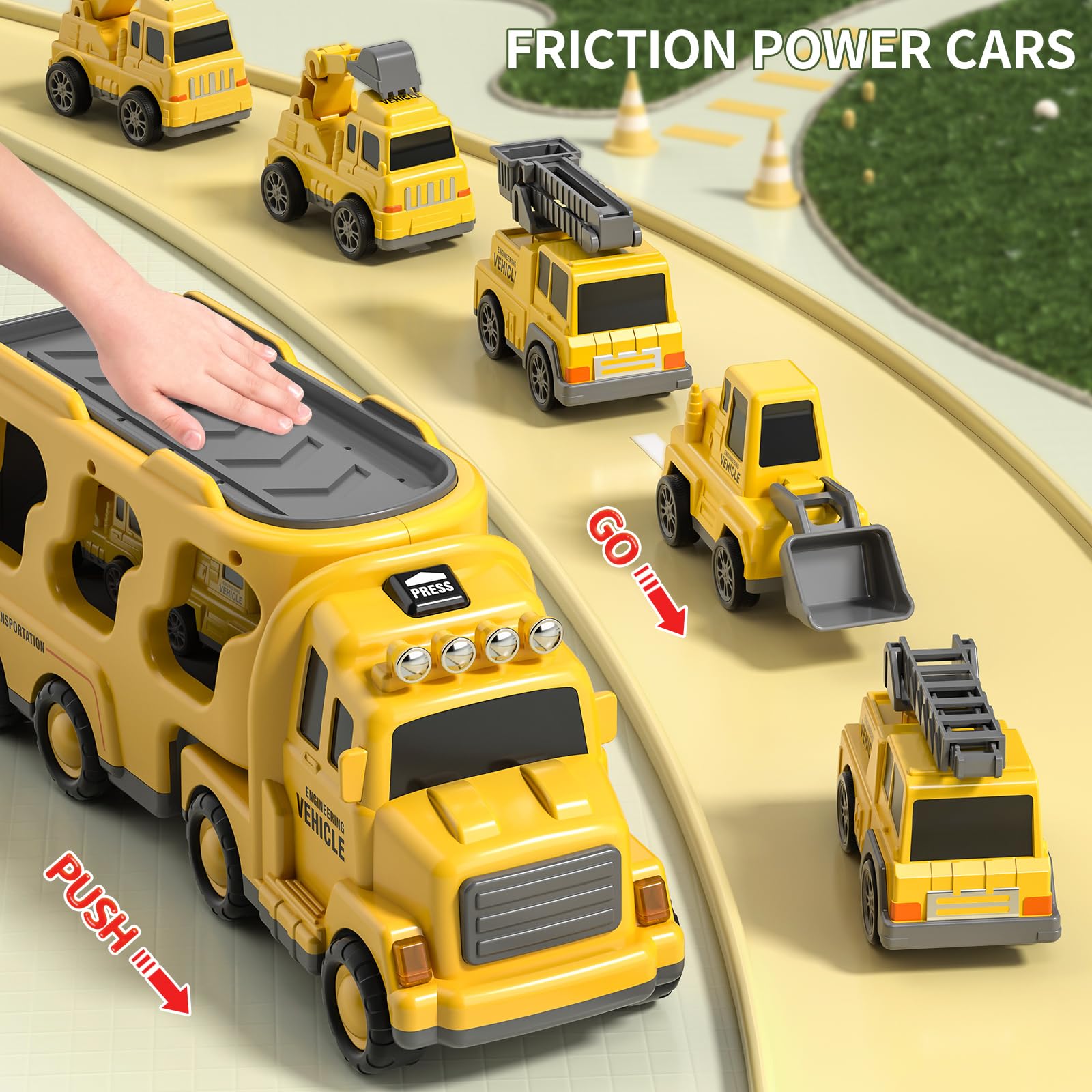 Best Construction Truck Toys for Toddlers Ages 3-6 - 7-in-1 Friction Powered Vehicle Set with Dump Truck, Excavator & More - Perfect for Indoor Play, Sandbox Fun & Early Learning Development
