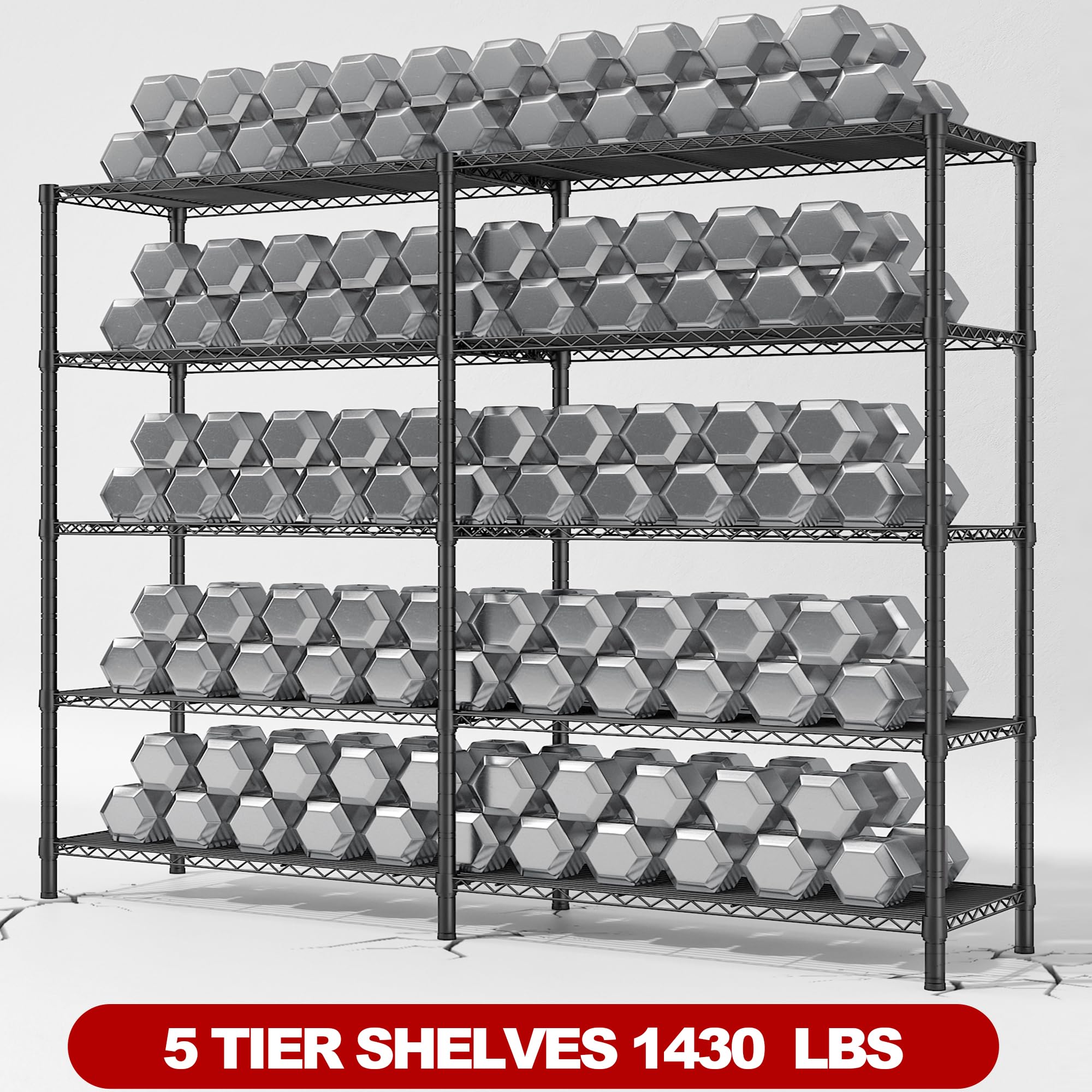 REIBII 5-Tier Heavy Duty Metal Shelving Unit - 58